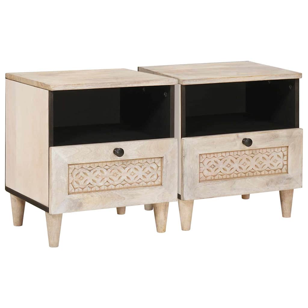 Bedside Cabinet 2 pcs White 40 x 33 x 46 cm Engineered Wood