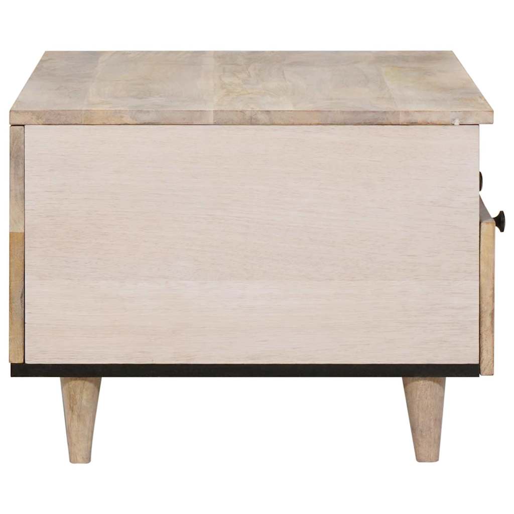 Coffee Table Bleached White 80 x 54 x 40 cm Solid Mango Wood