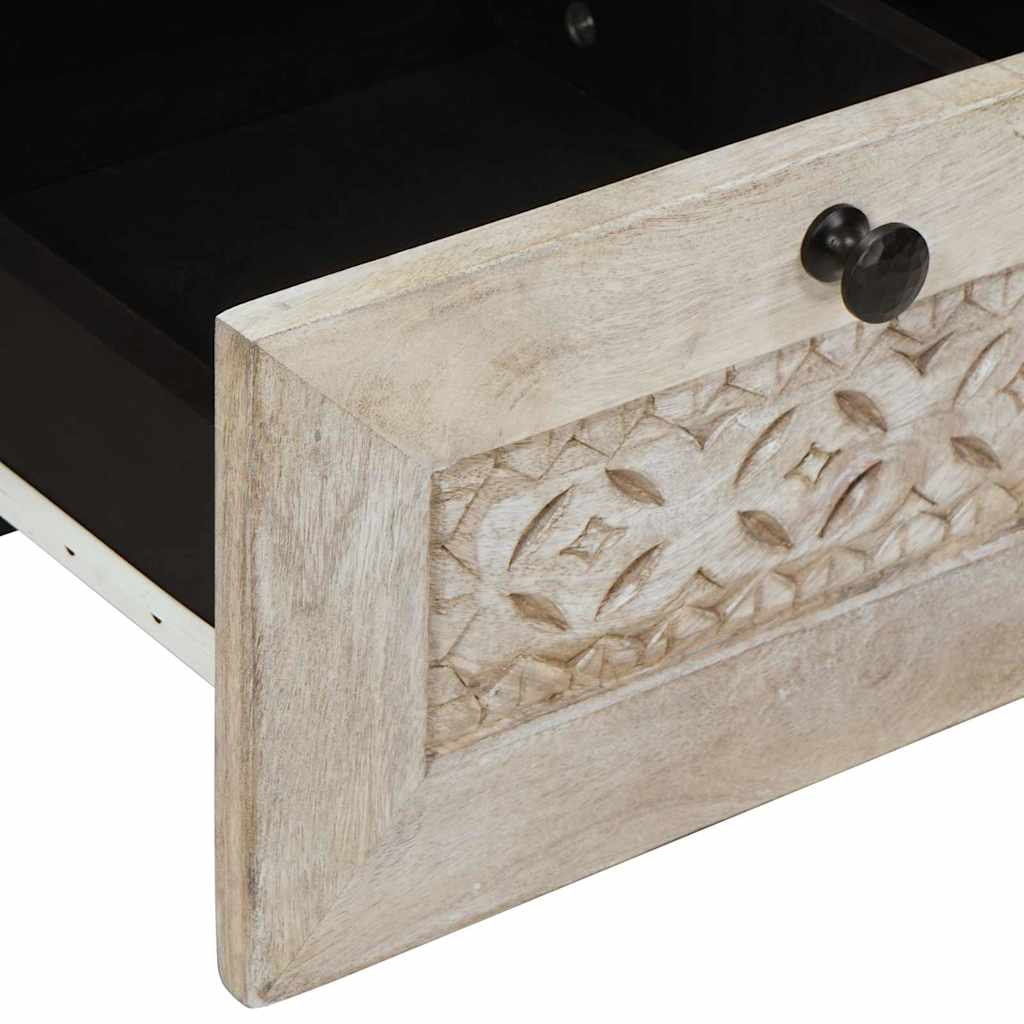 TV Cabinet Bleached White 100 x 33 x 46 cm Solid Mango Wood