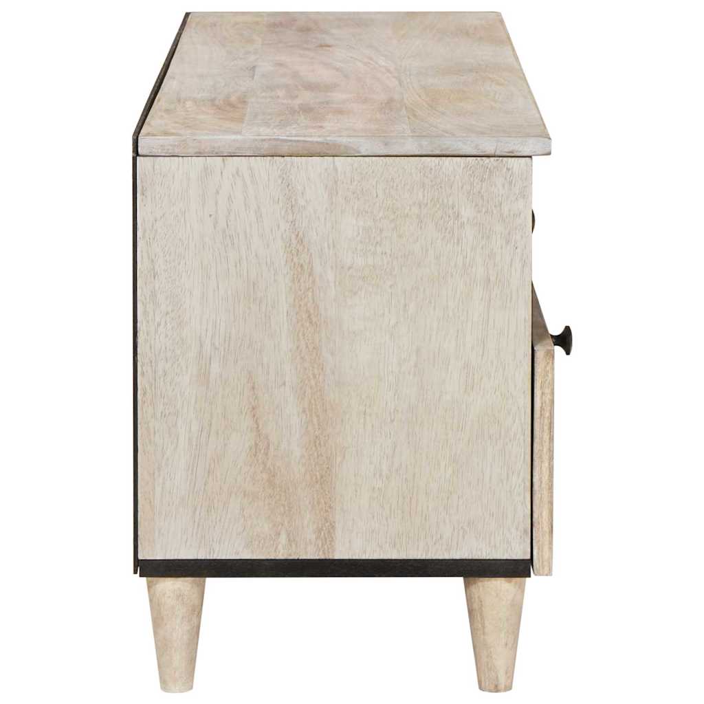 TV Cabinet Bleached White 100 x 33 x 46 cm Solid Mango Wood