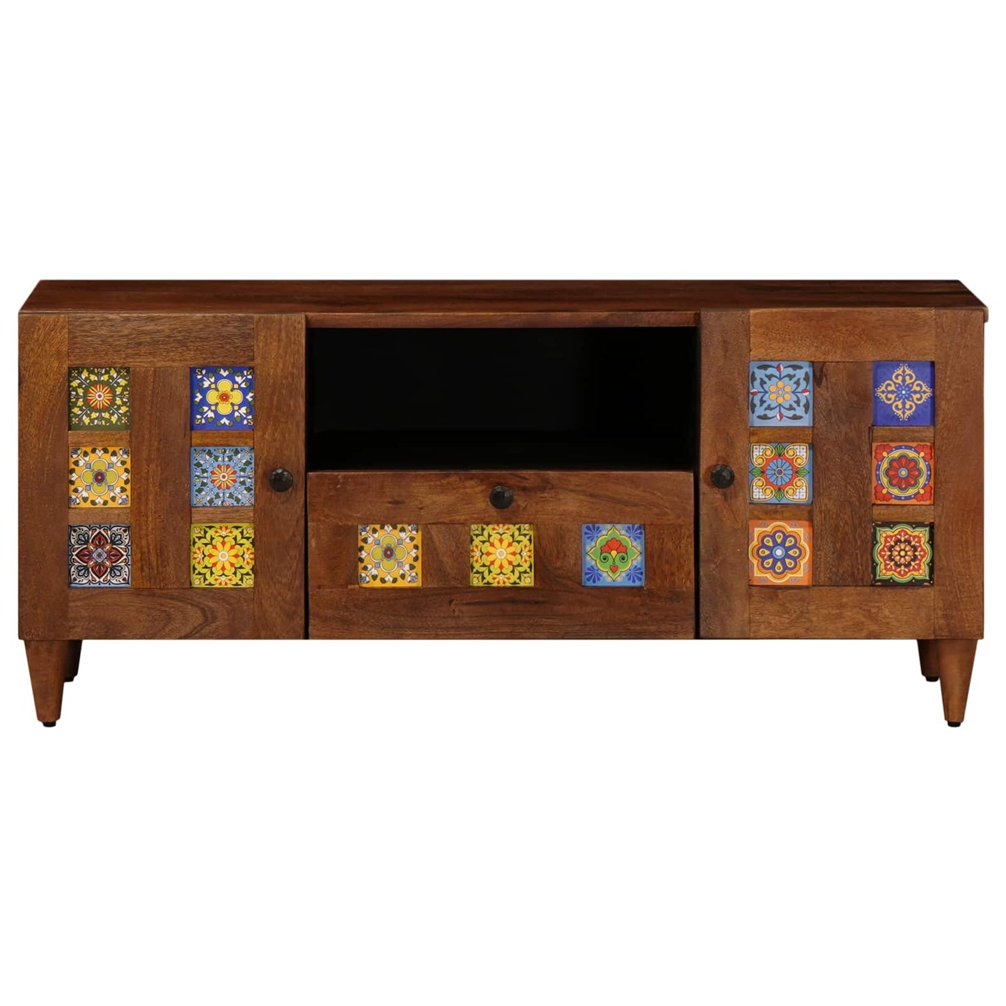 TV Cabinet with Drawer Walnut 105 x 33 x 46 cm Solid Mango Wood