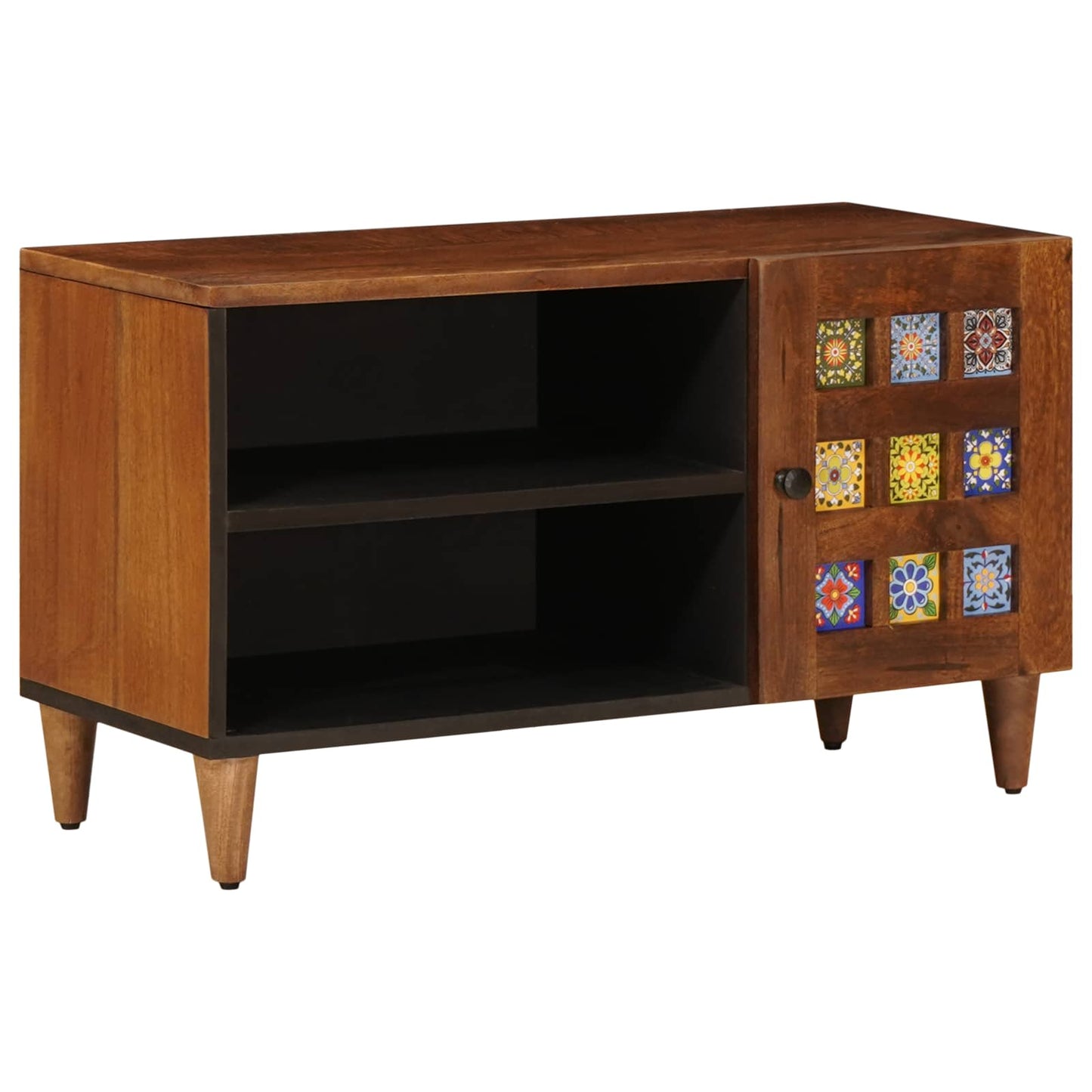 TV Cabinet with Storage Walnut 80 x 33 x 46 cm Solid Mango Wood