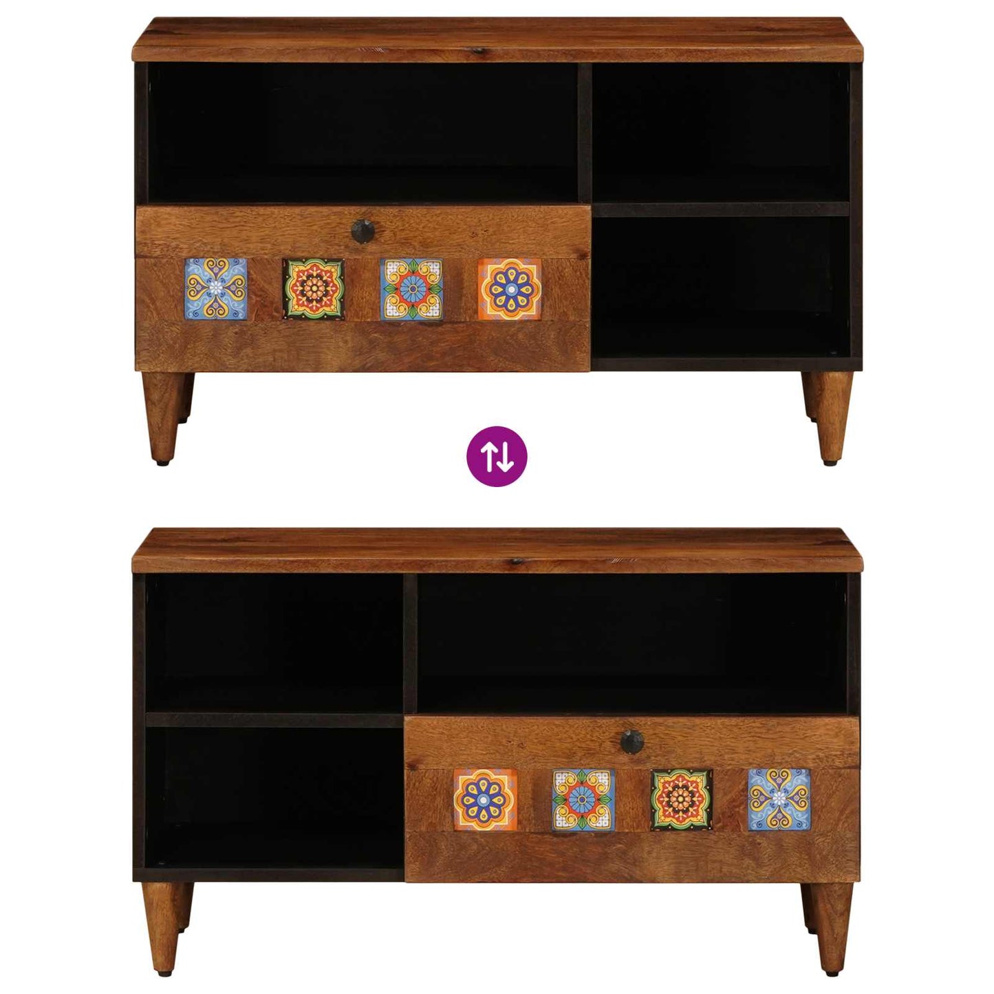 TV Cabinet with Drawer Walnut 80 x 33 x 46 cm Solid Mango Wood