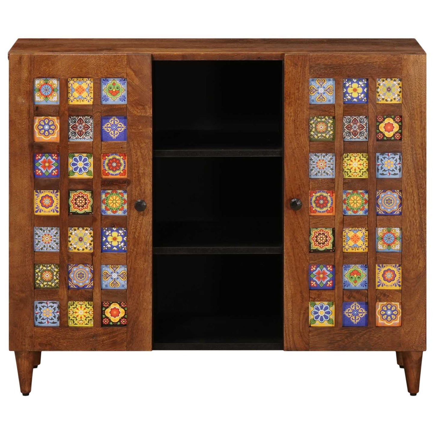 Sideboard with Shelf Walnut 90 x 33.5 x 75 cm Solid Mango Wood