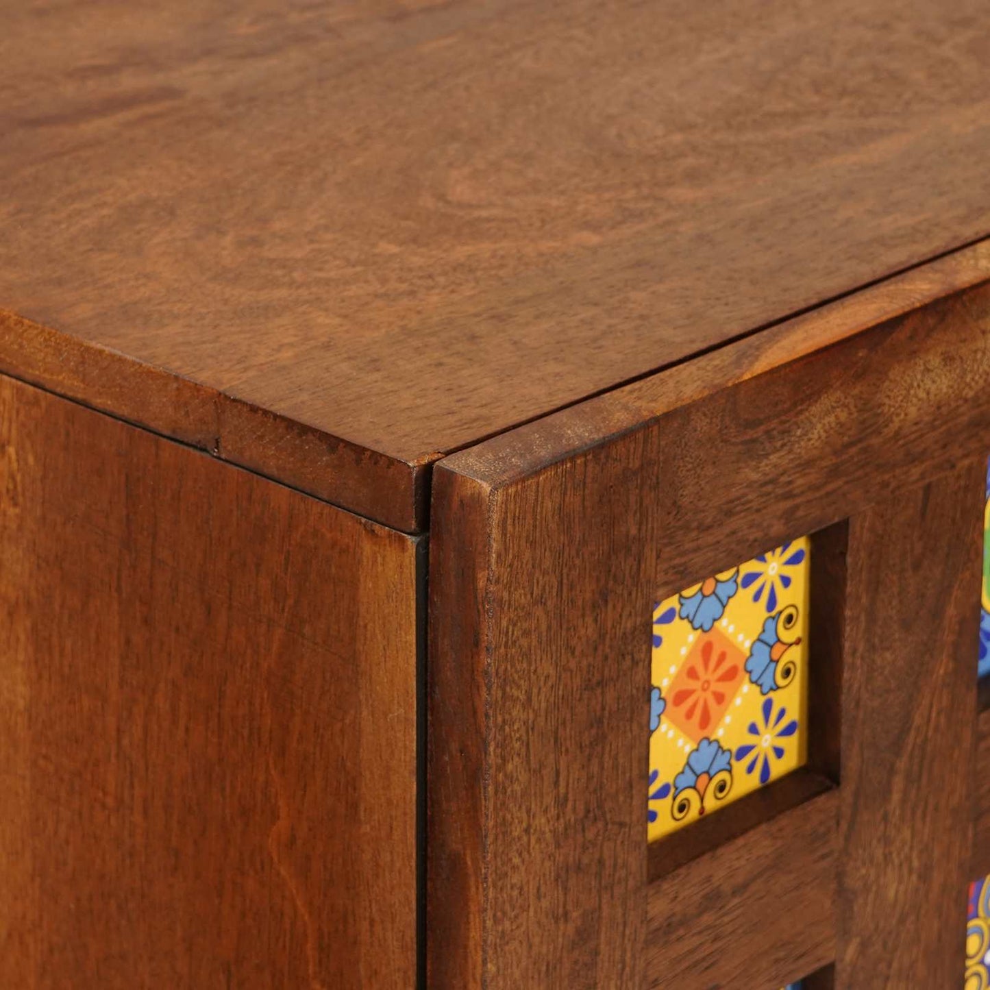 Highboard with Door Walnut 60 x 33.5 x 100 cm Solid Mango Wood