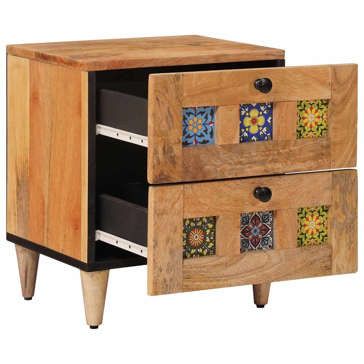 Bedside Cabinet Natural 40 x 33.5 x 46 cm Solid Mango Wood