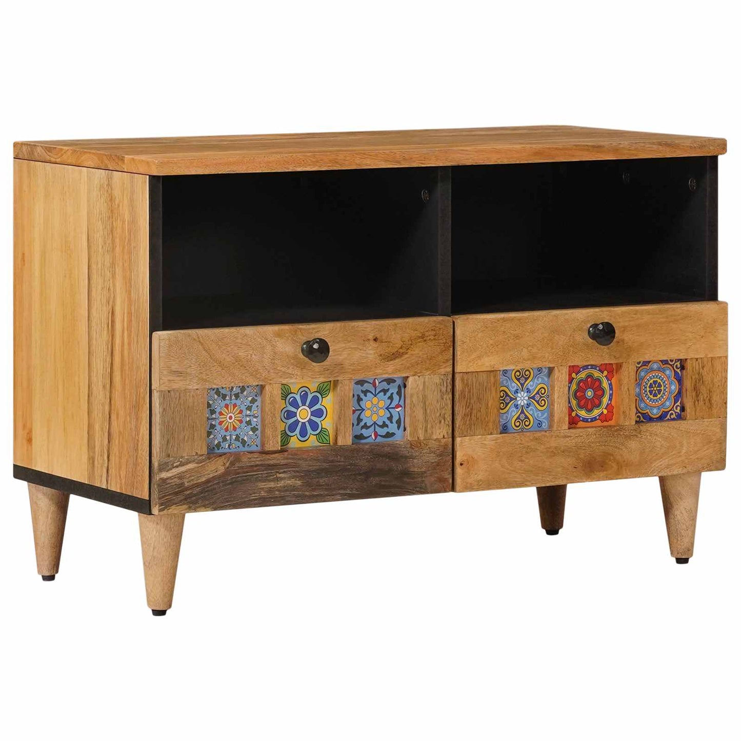 TV Cabinet with Drawer Natural 70 x 33 x 46 cm Solid Mango Wood