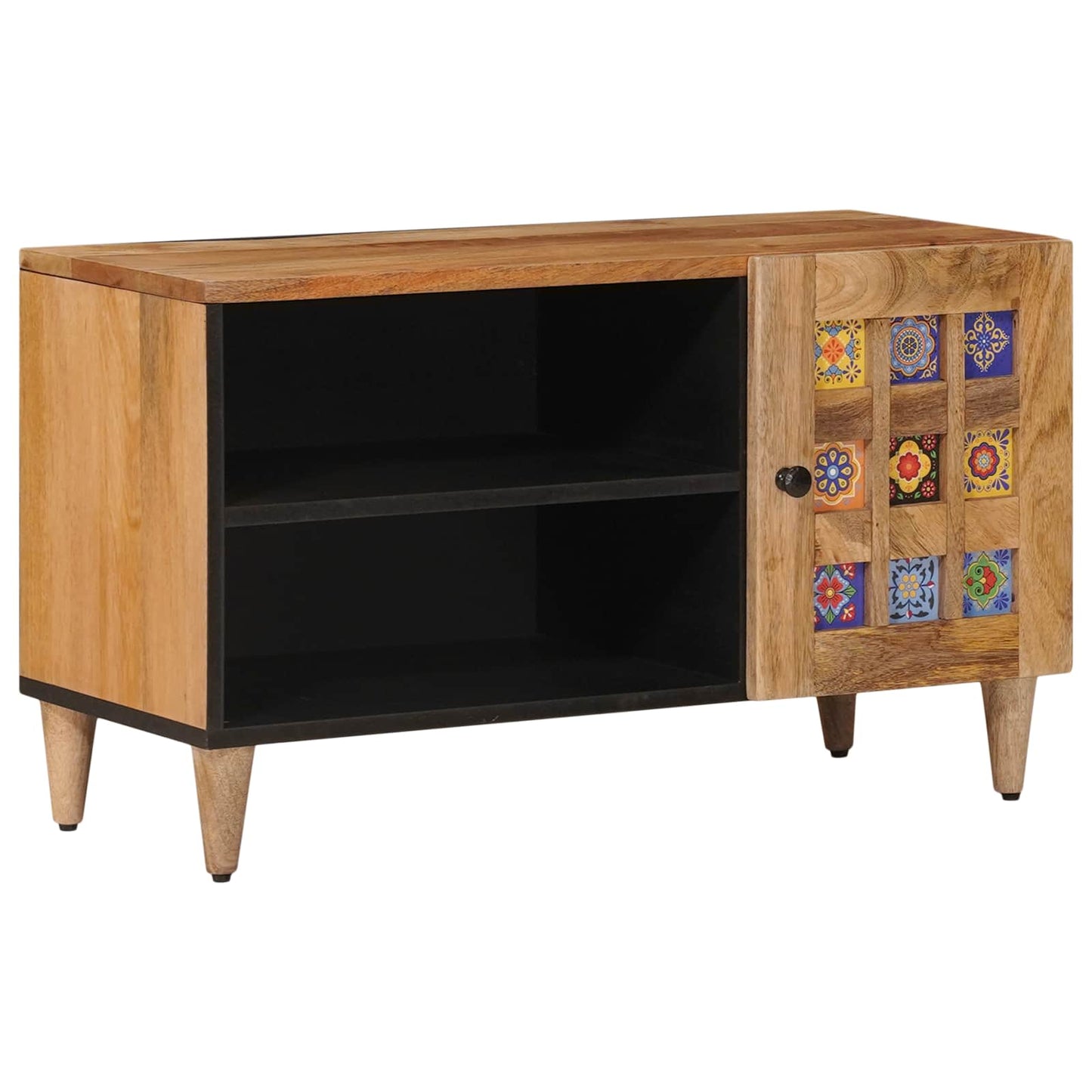 TV Cabinet with Door Natural 80 x 33 x 46 cm Solid Mango Wood