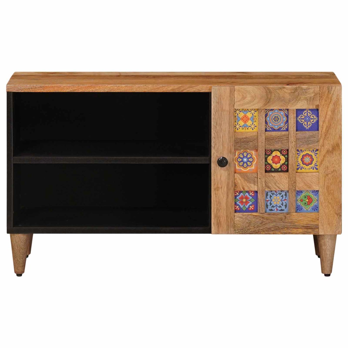 TV Cabinet with Door Natural 80 x 33 x 46 cm Solid Mango Wood