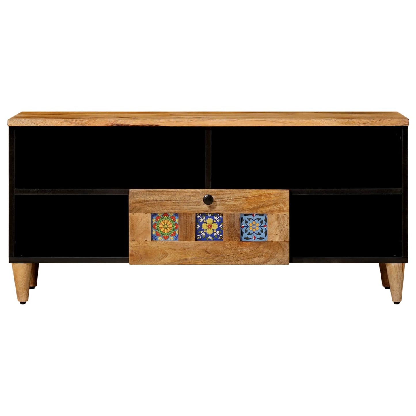 TV Cabinet with Shelf Natural 100 x 33 x 46 cm Solid Mango Wood