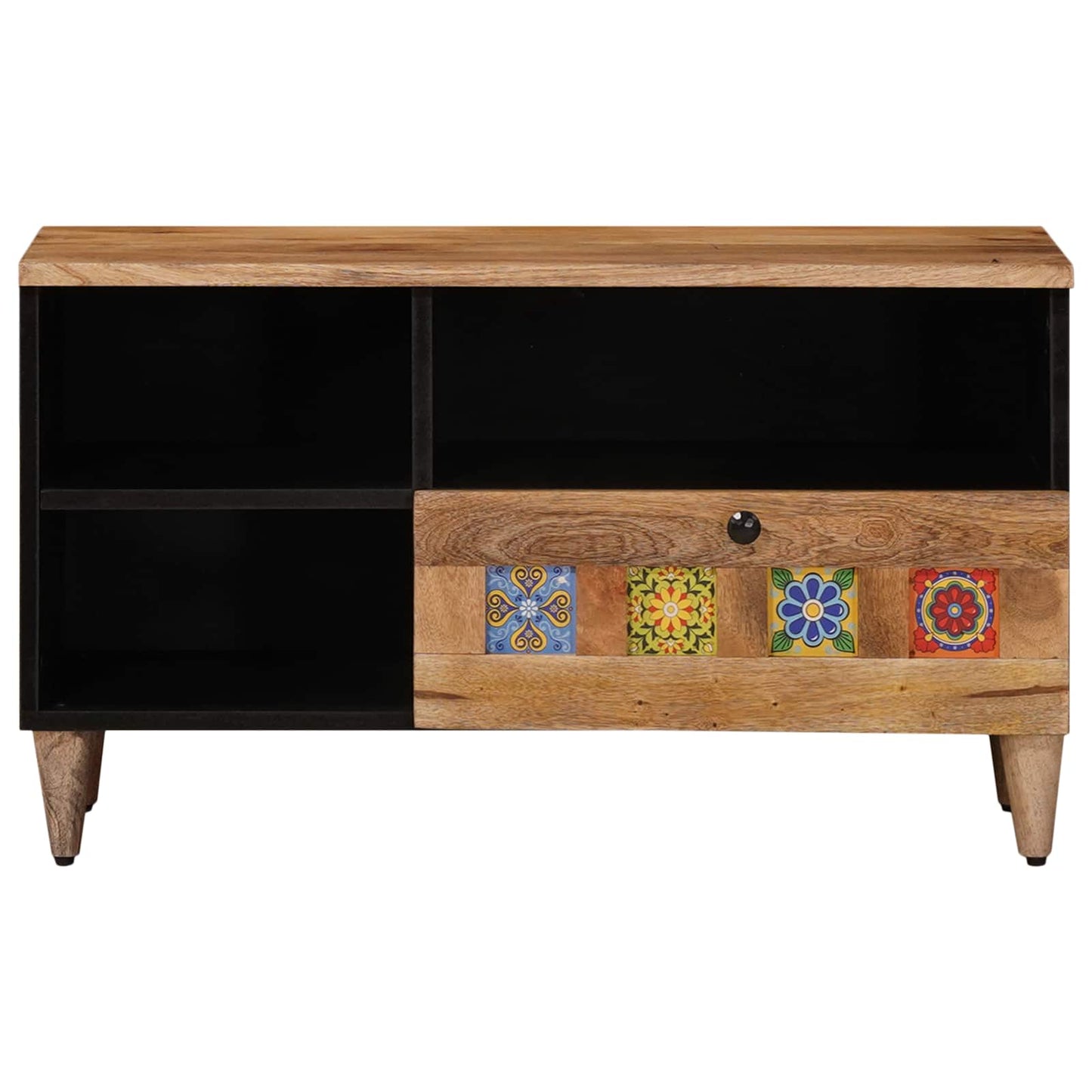 TV Cabinet with Drawer Natural 80 x 33 x 46 cm Solid Mango Wood
