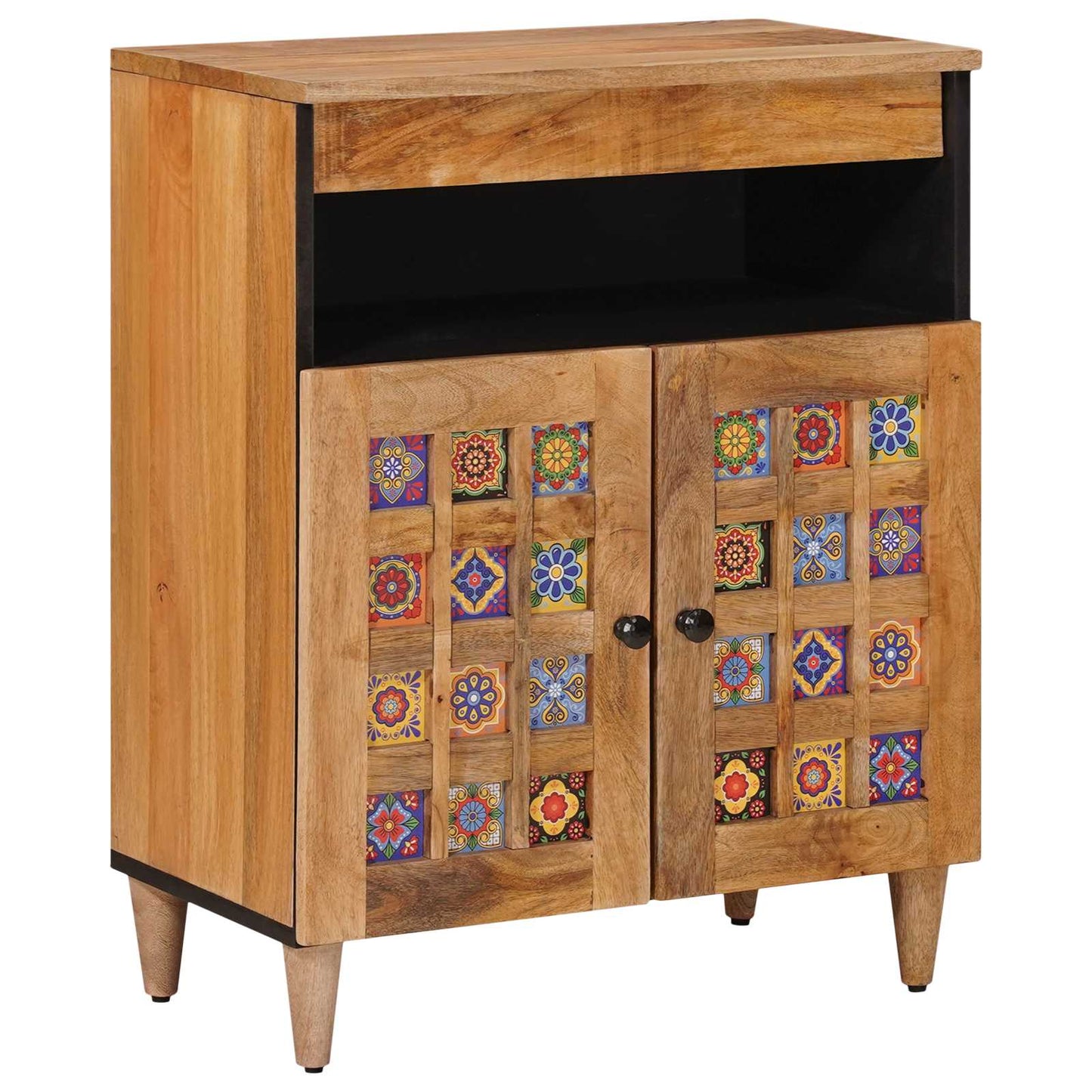 Sideboard with Door Natural 60 x 33.5 x 75 cm Solid Mango Wood