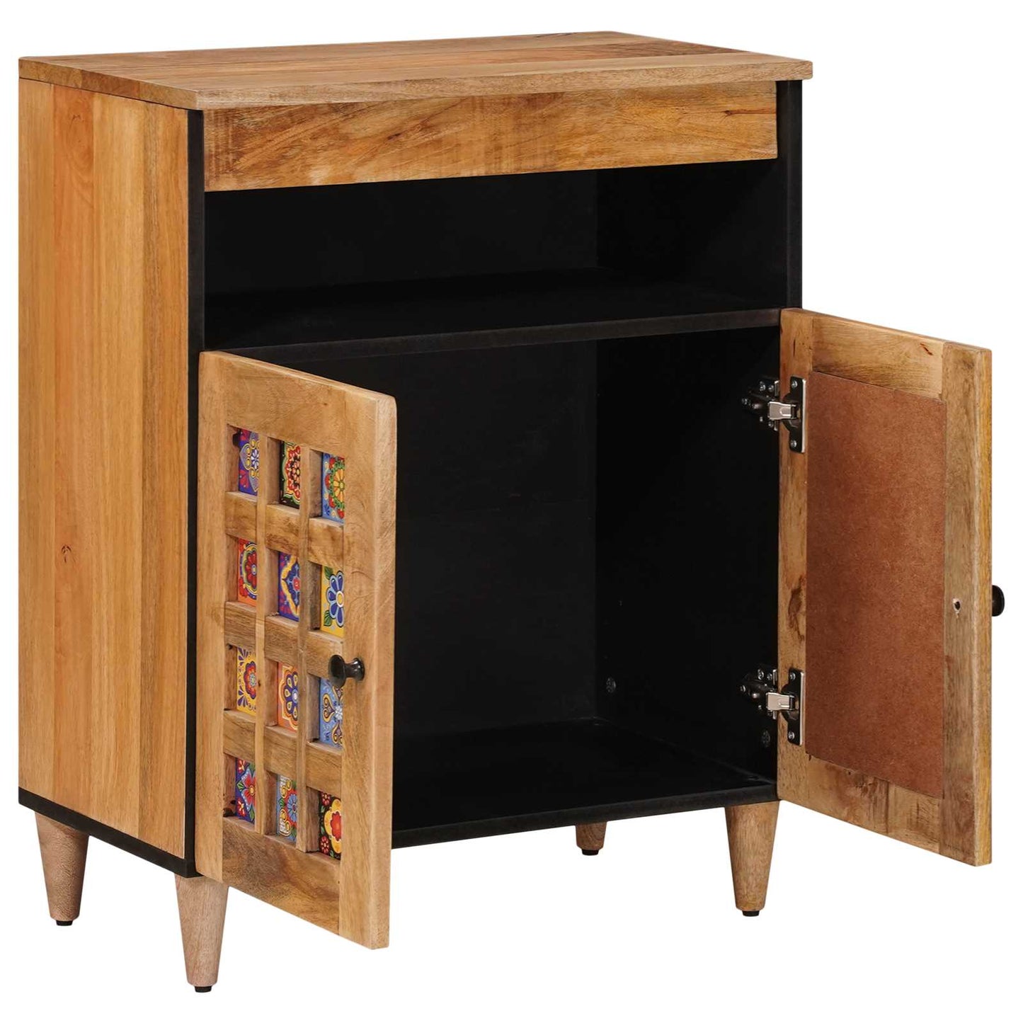 Sideboard with Door Natural 60 x 33.5 x 75 cm Solid Mango Wood