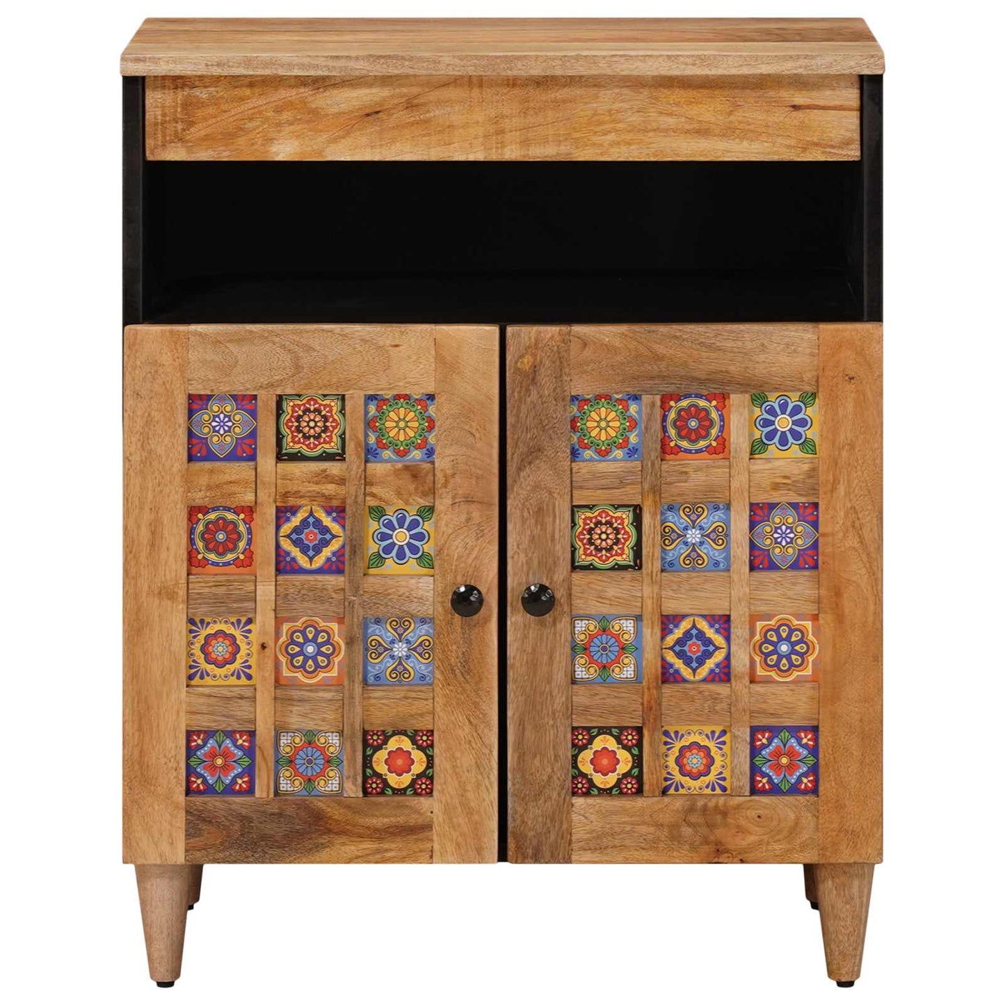 Sideboard with Door Natural 60 x 33.5 x 75 cm Solid Mango Wood