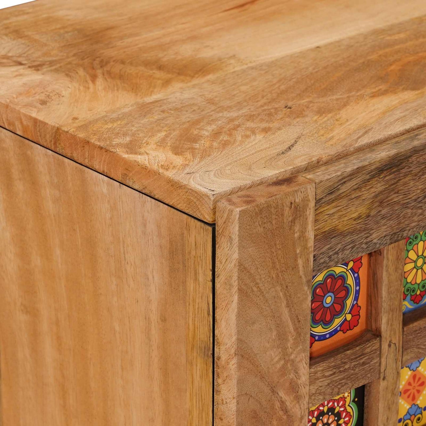 Sideboard with Shelf Natural 90 x 33 x 75 cm Solid Mango Wood