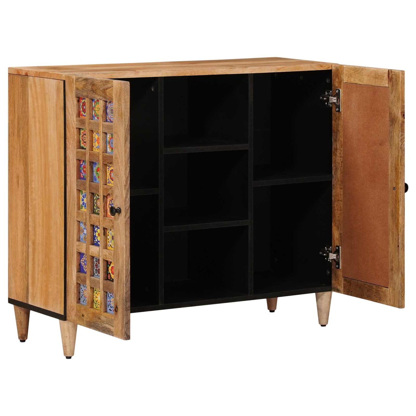 Sideboard with Shelf Natural 90 x 33 x 75 cm Solid Mango Wood