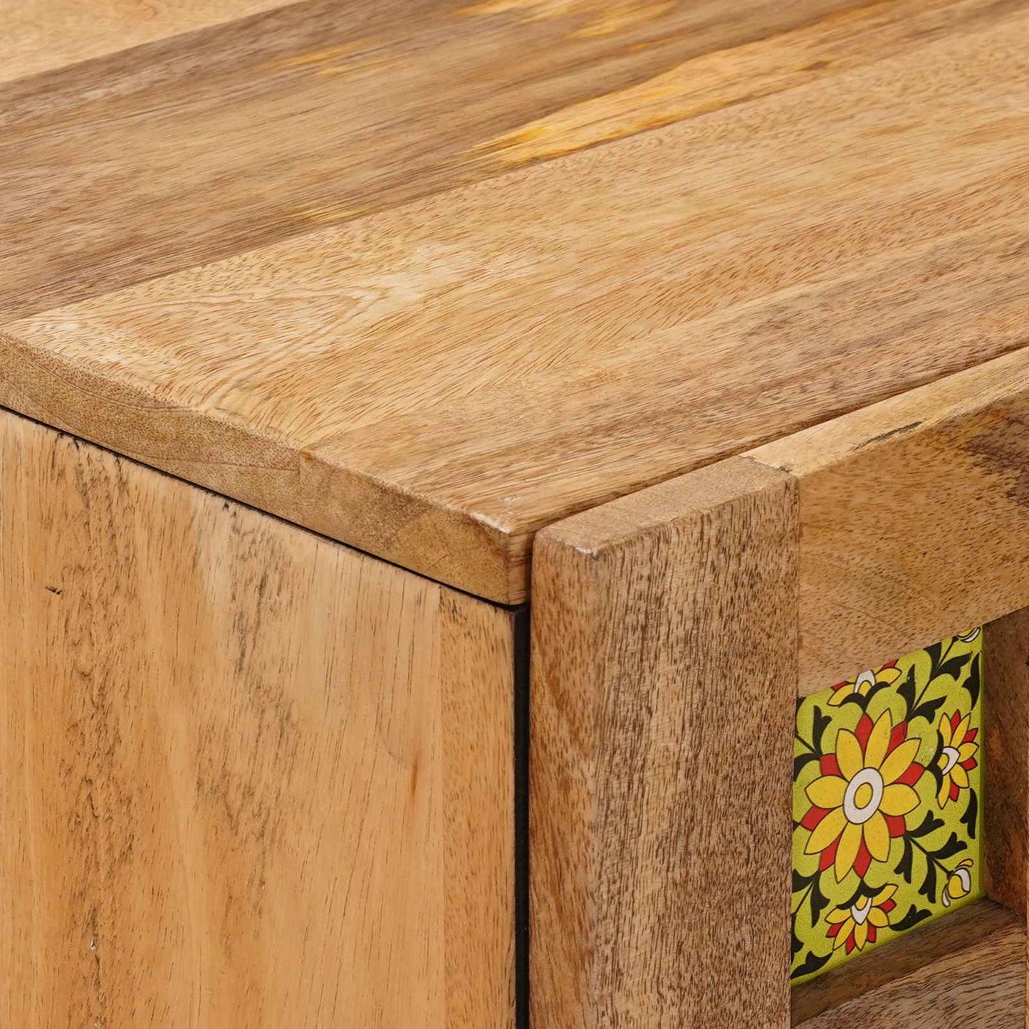 Highboard with Door Natural 60 x 33.5 x 100 cm Solid Mango Wood