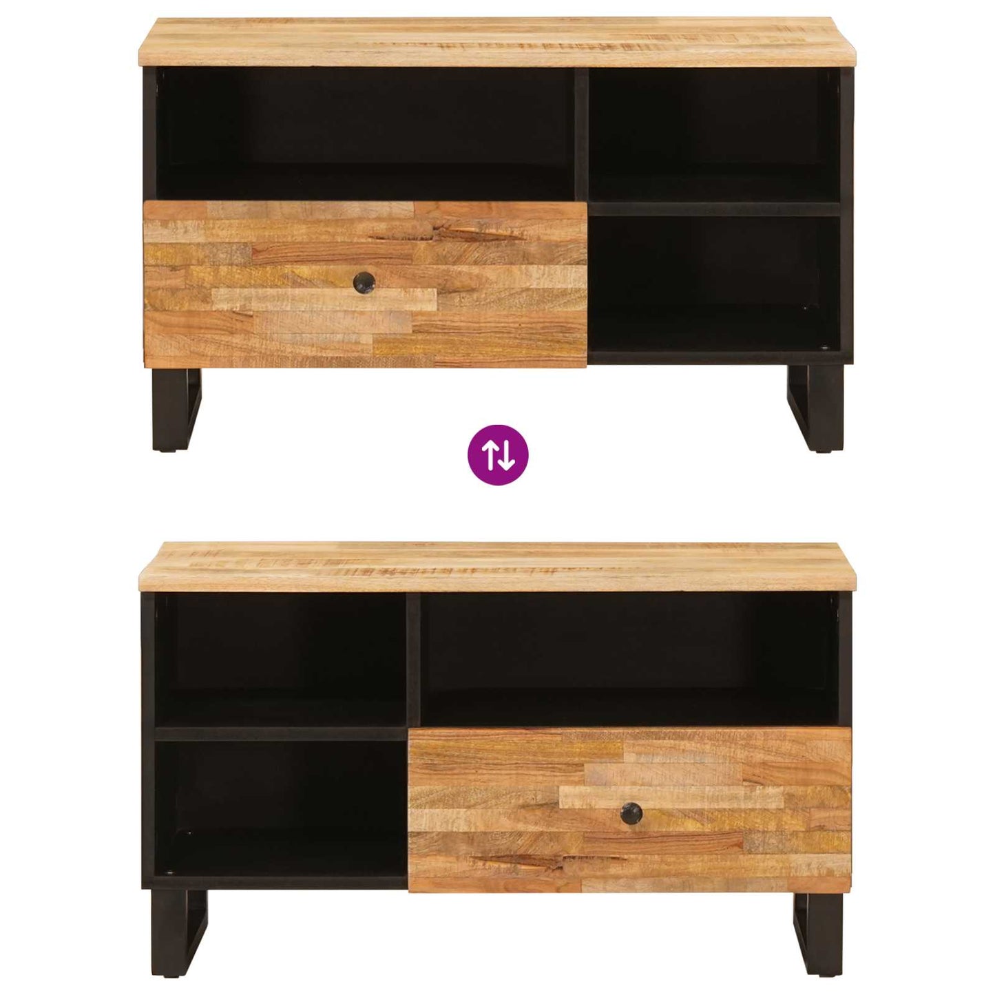 TV Cabinet with Drawer Brown 80 x 33 x 46 cm Solid Mango Wood