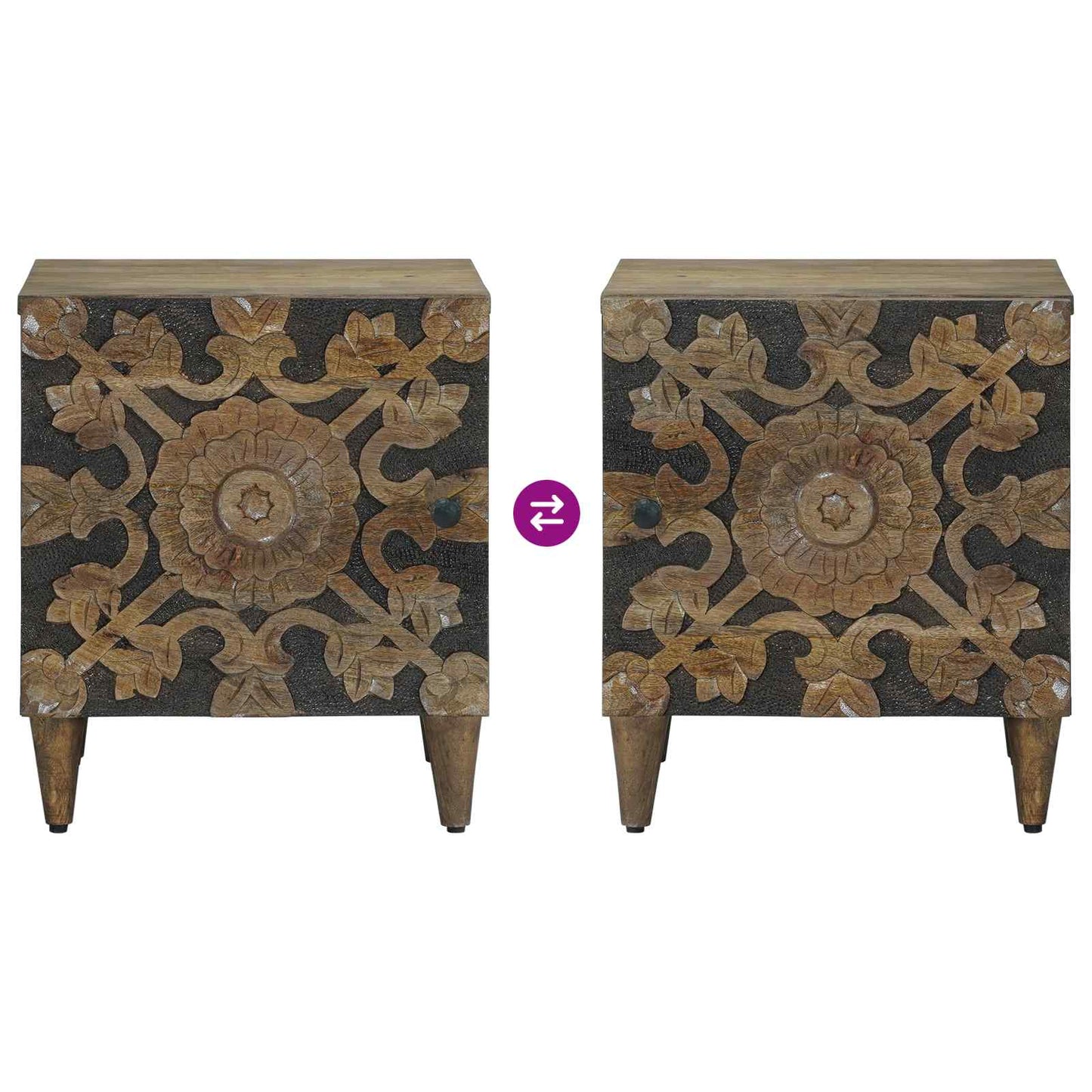 Bedside Cabinet Brown 40 x 33.5 x 46 cm Solid Mango Wood
