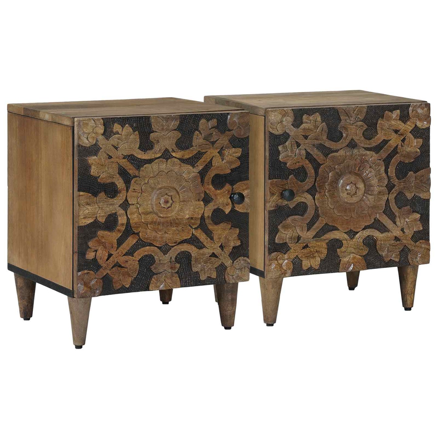 Bedside Cabinet 2 pcs Brown 40 x 33.5 x 46 cm Solid Mango Wood