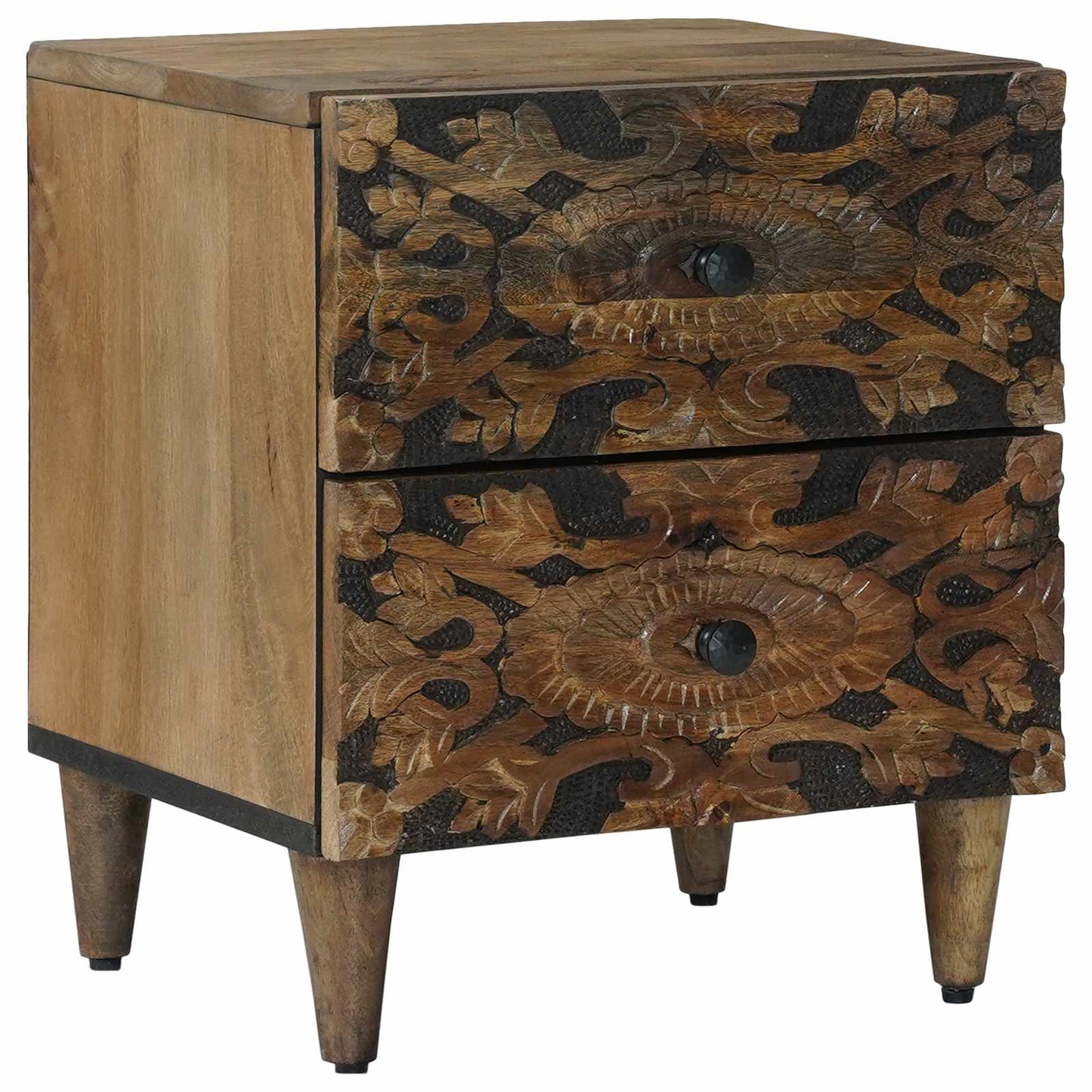 Bedside Cabinet 2 pcs Brown 40 x 33.5 x 46 cm Solid Mango Wood