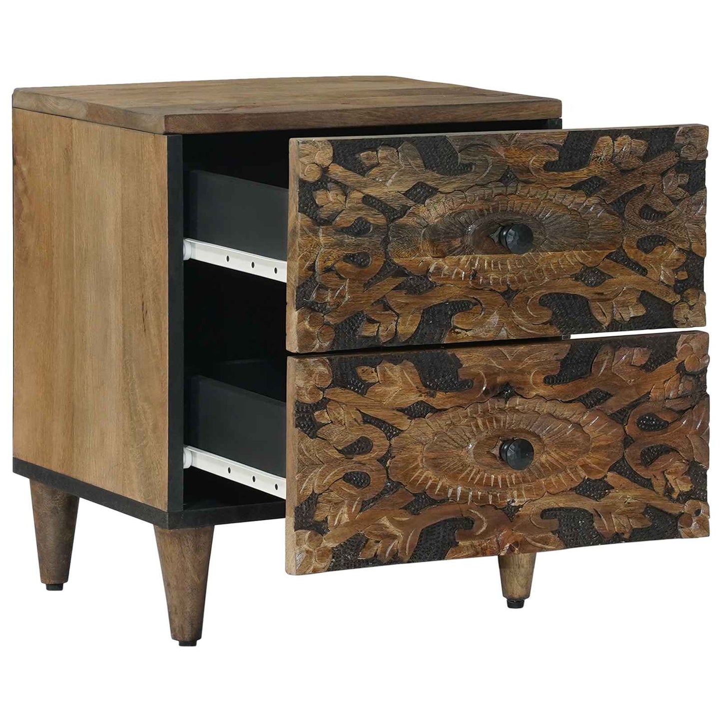 Bedside Cabinet 2 pcs Brown 40 x 33.5 x 46 cm Solid Mango Wood