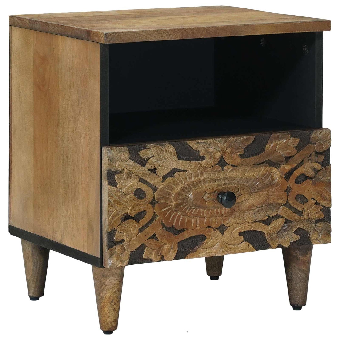 Bed cabinet with Drawer Brown 40 x 33 x 46 cm Solid Mango Wood
