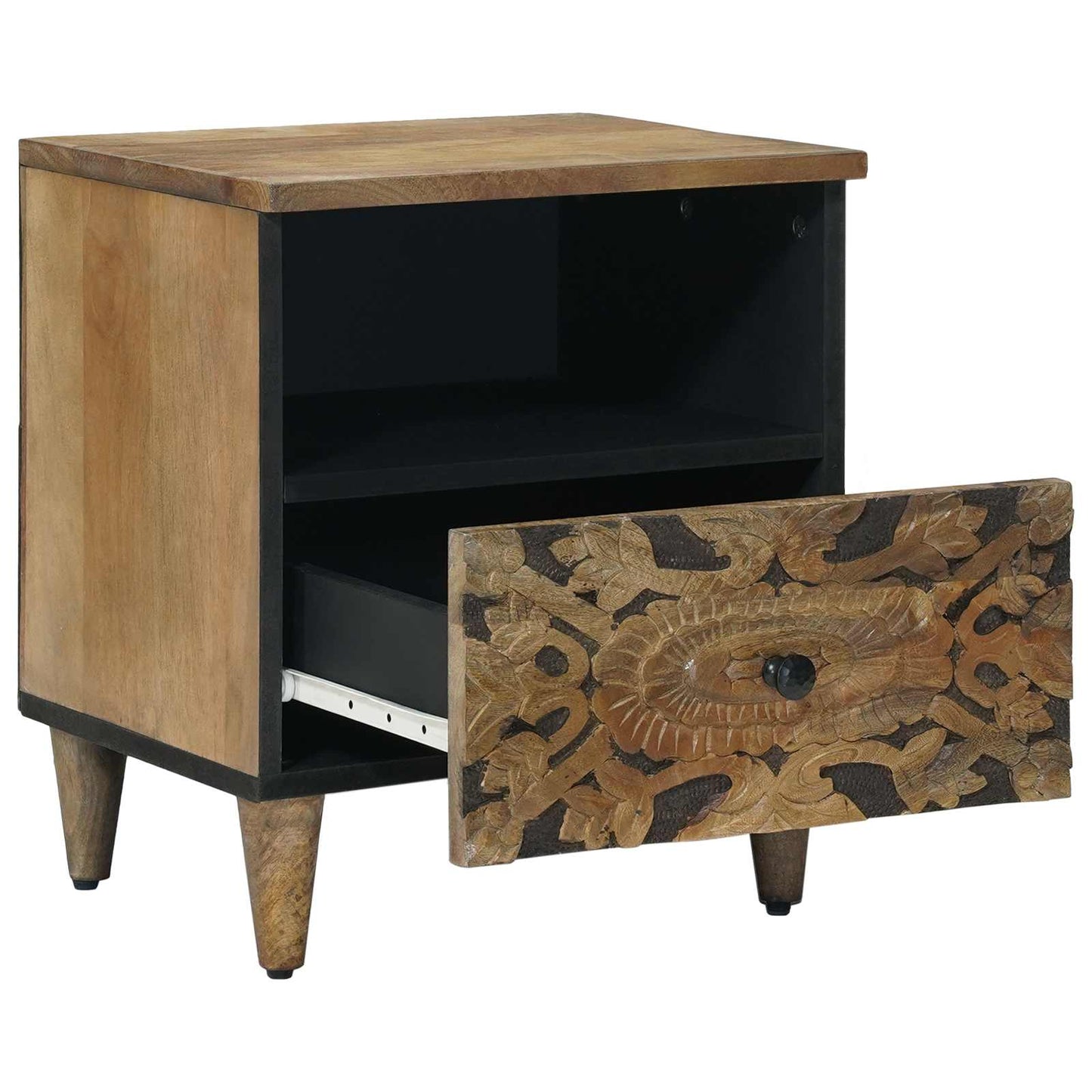 Bed cabinet with Drawer Brown 40 x 33 x 46 cm Solid Mango Wood
