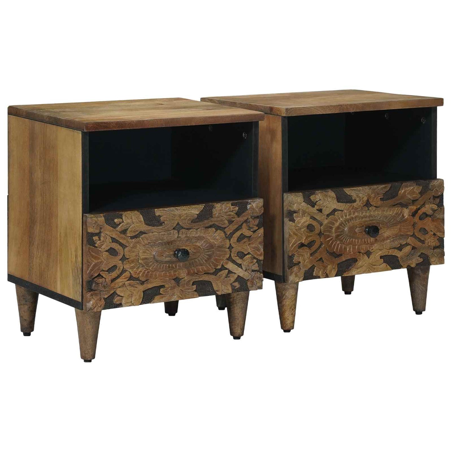 Bed cabinet 2 pcs Brown 40 x 33 x 46 cm Solid Mango Wood