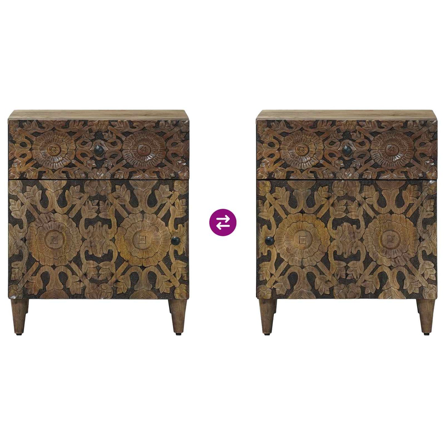 Bed cabinet with Drawer Brown 50 x 33 x 60 cm Solid Mango Wood