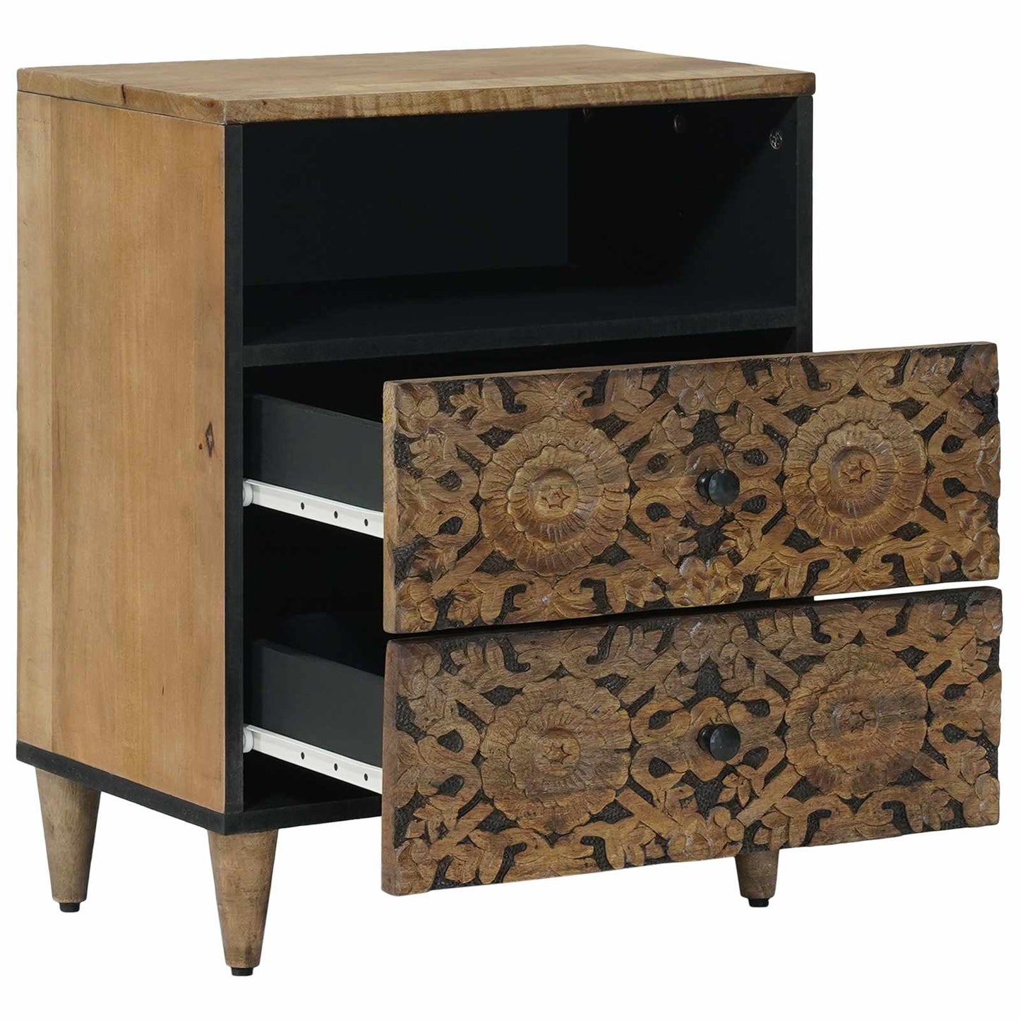 Bed cabinet with Drawer Brown 50 x 33 x 60 cm Solid Mango Wood