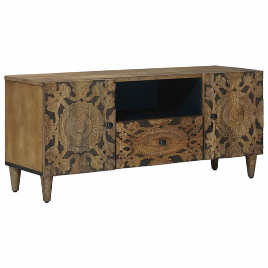 TV Cabinet with Door Brown 105 x 33.5 x 46 cm Solid Mango Wood