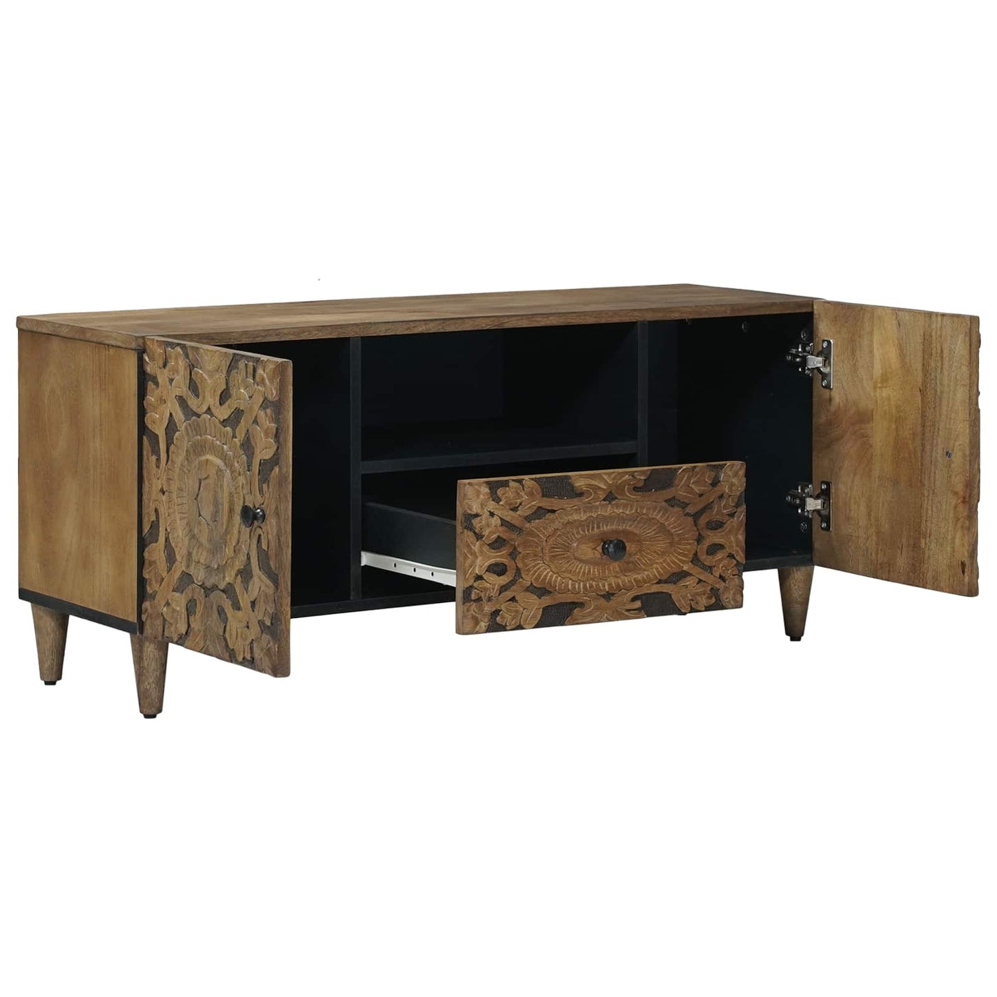 TV Cabinet with Door Brown 105 x 33.5 x 46 cm Solid Mango Wood