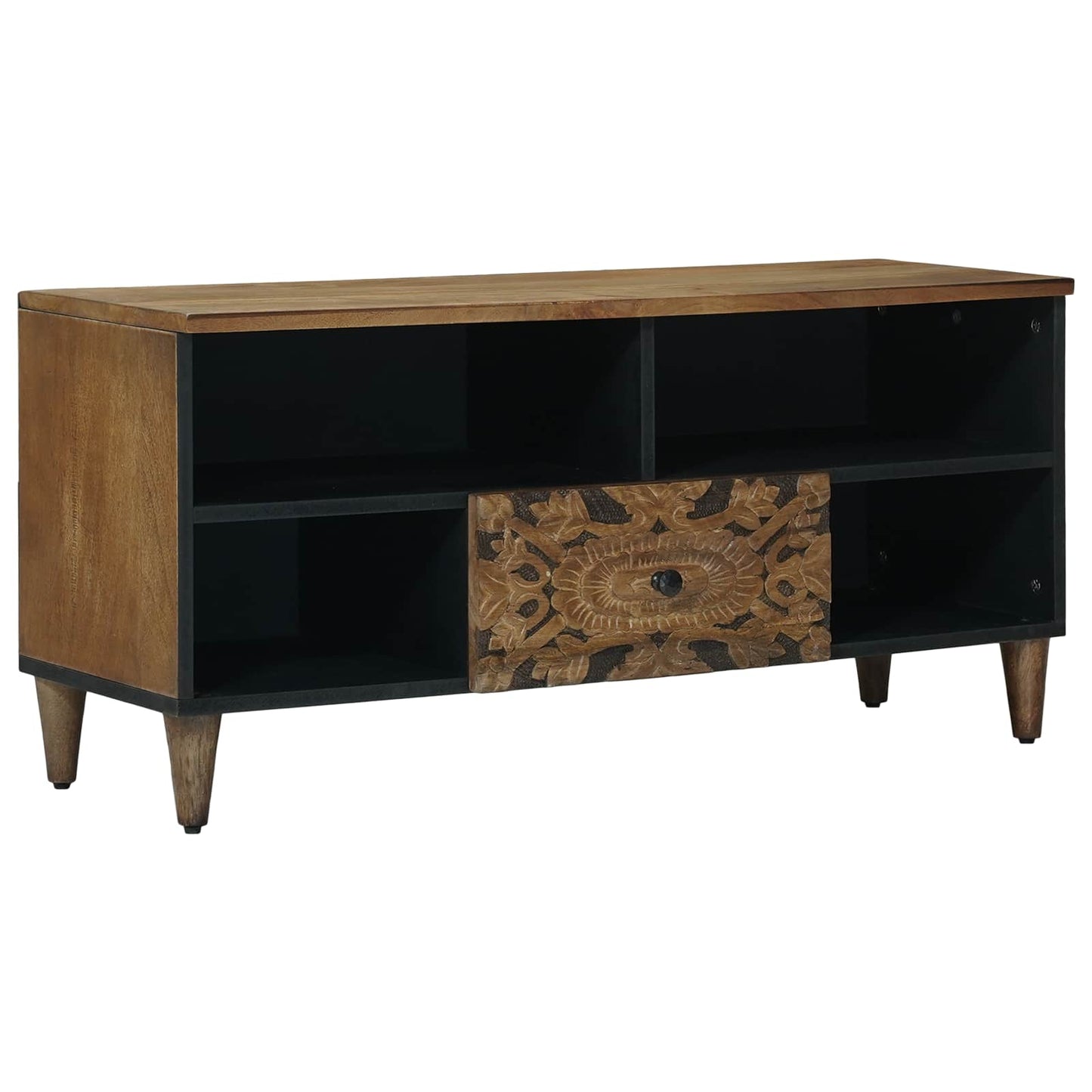 TV Cabinet with Shelf Brown 100 x 33.5 x 46 cm Solid Mango Wood