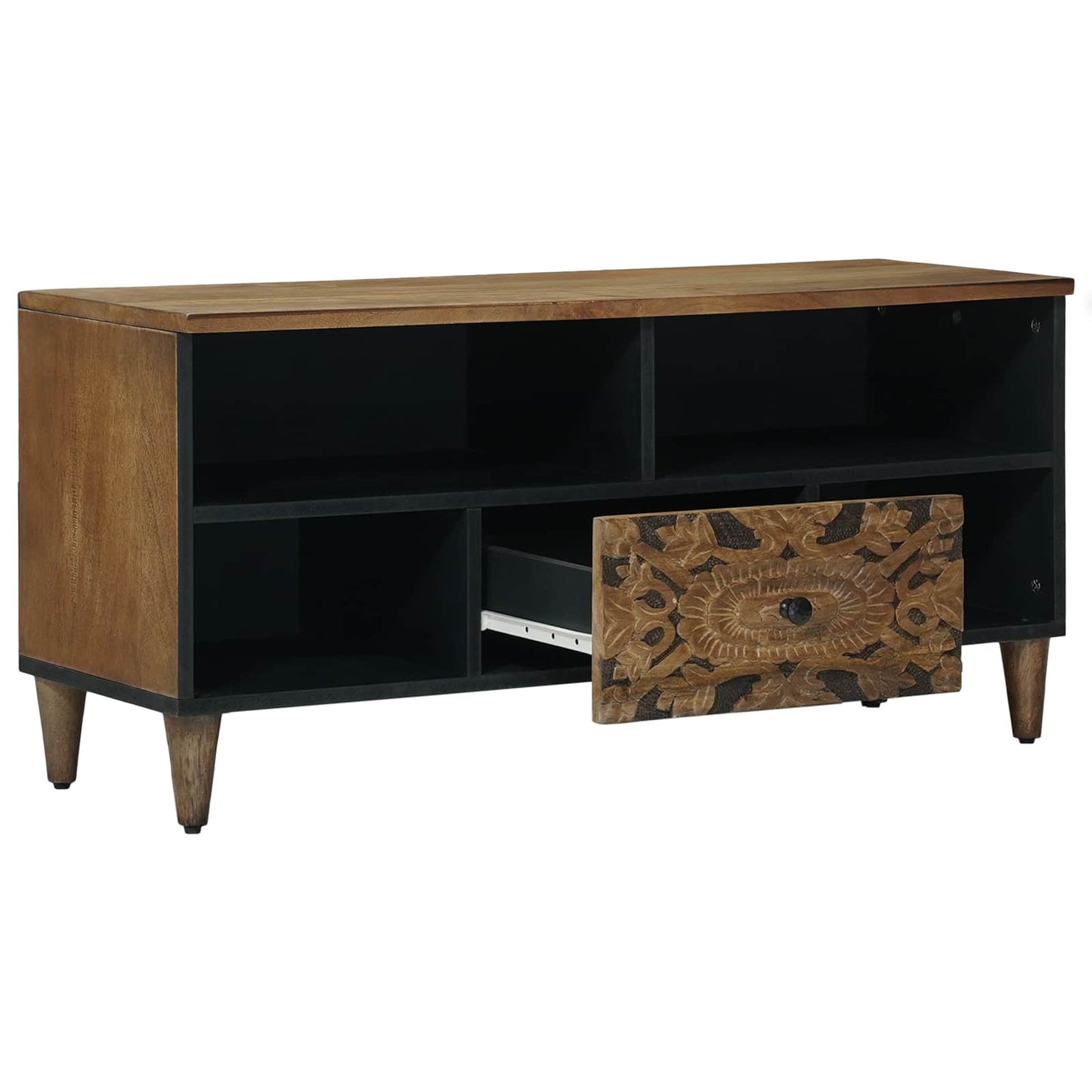 TV Cabinet with Shelf Brown 100 x 33.5 x 46 cm Solid Mango Wood