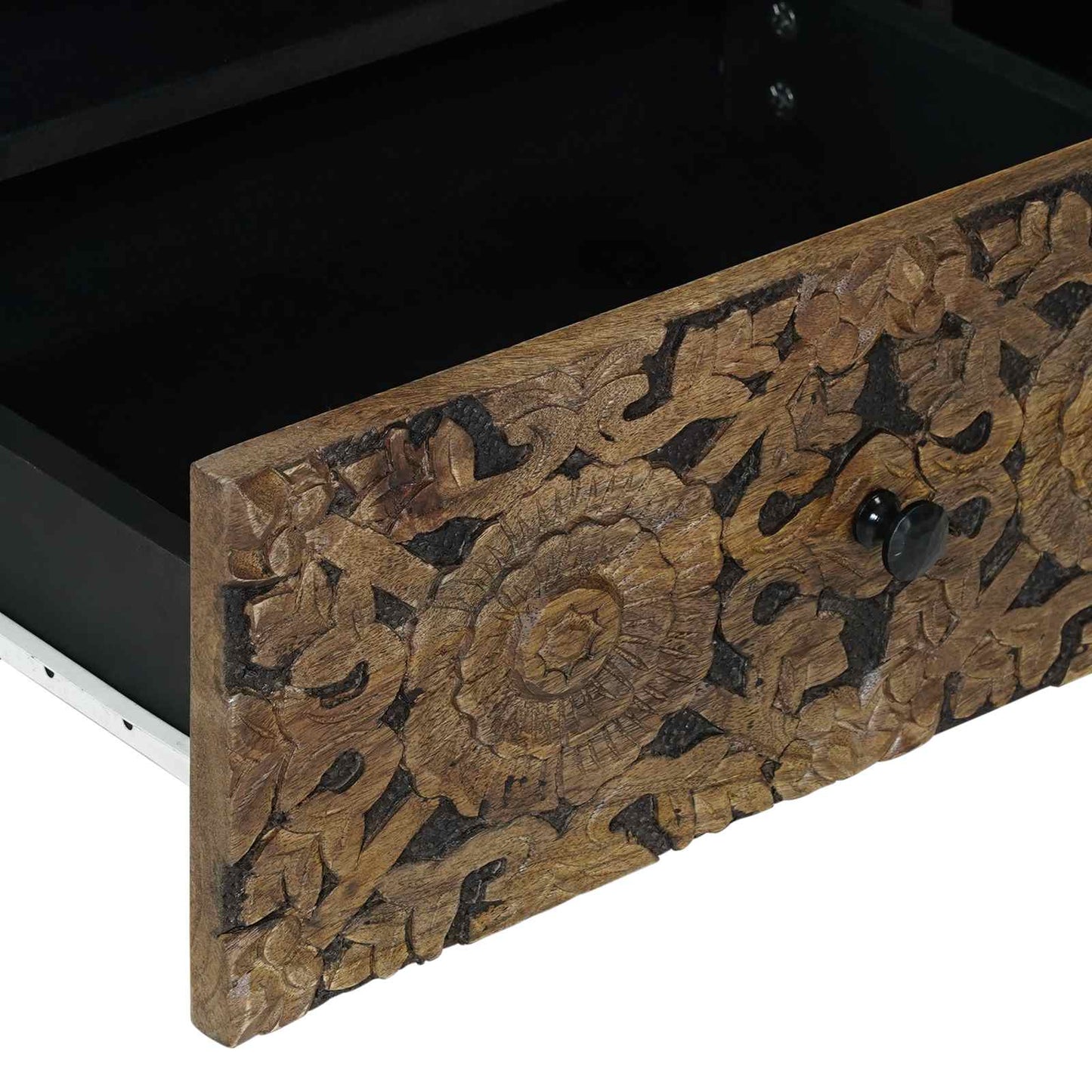 TV Cabinet with Drawer Brown 80 x 33.5 x 46 cm Solid Mango Wood