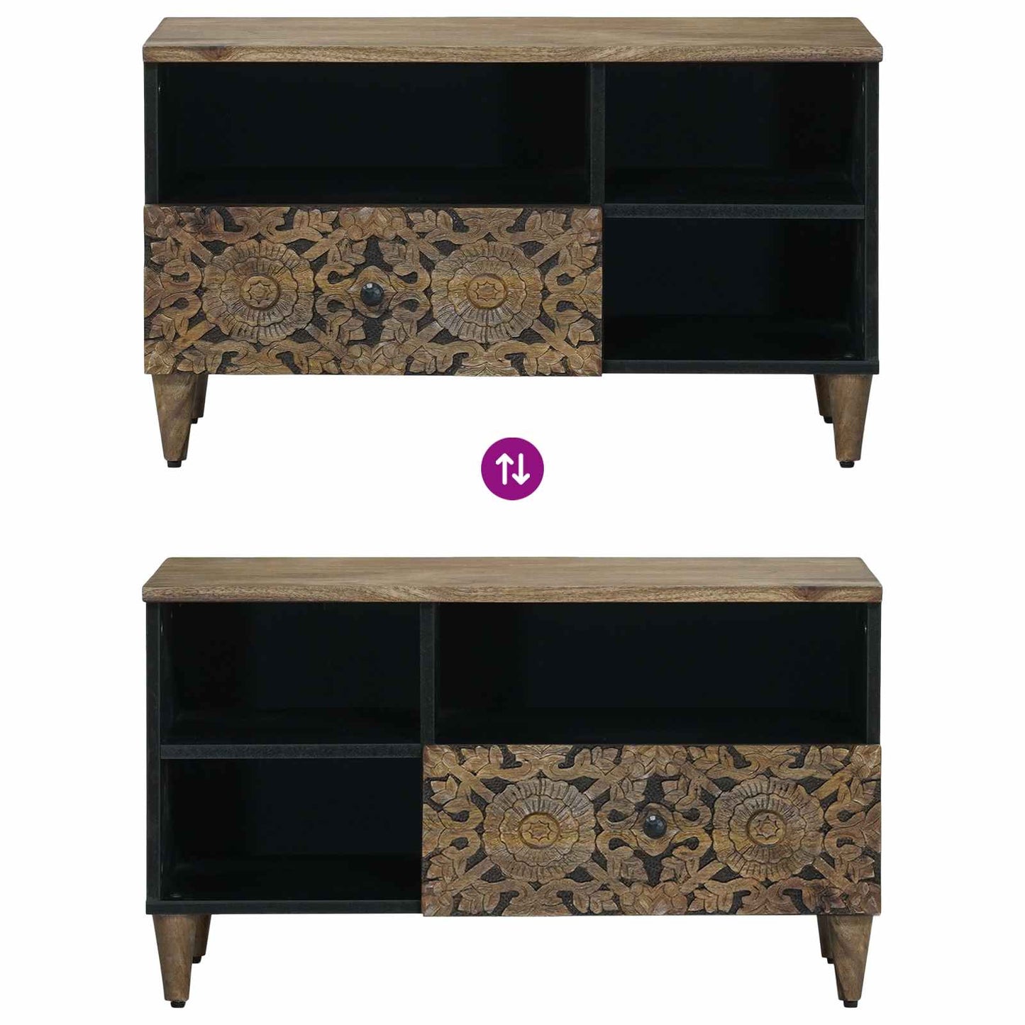 TV Cabinet with Drawer Brown 80 x 33.5 x 46 cm Solid Mango Wood