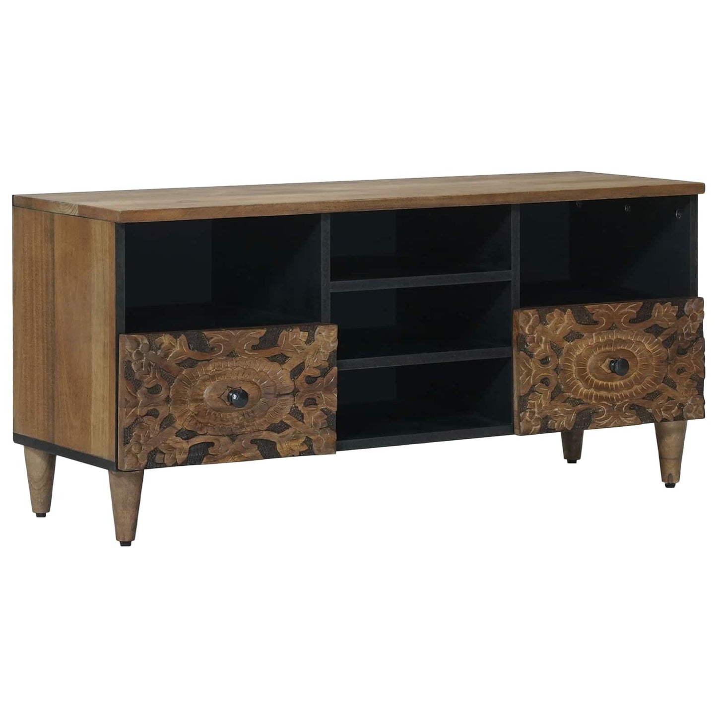TV Cabinet with Shelf Brown 100 x 33.5 x 46 cm Solid Mango Wood