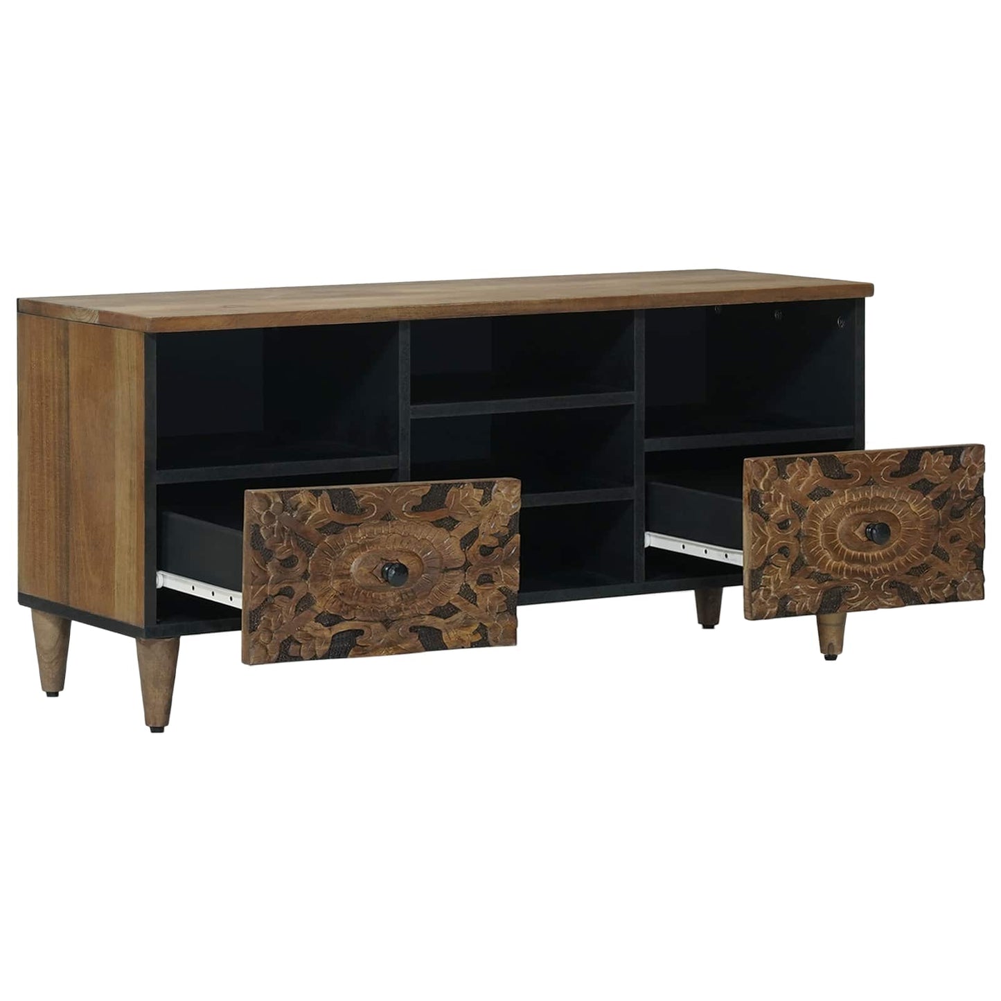 TV Cabinet with Shelf Brown 100 x 33.5 x 46 cm Solid Mango Wood