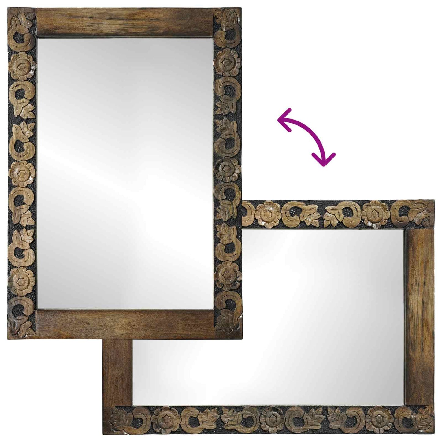 Wall Mirror Walnut Brown 70 x 50 cm Engineered Wood and Glass
