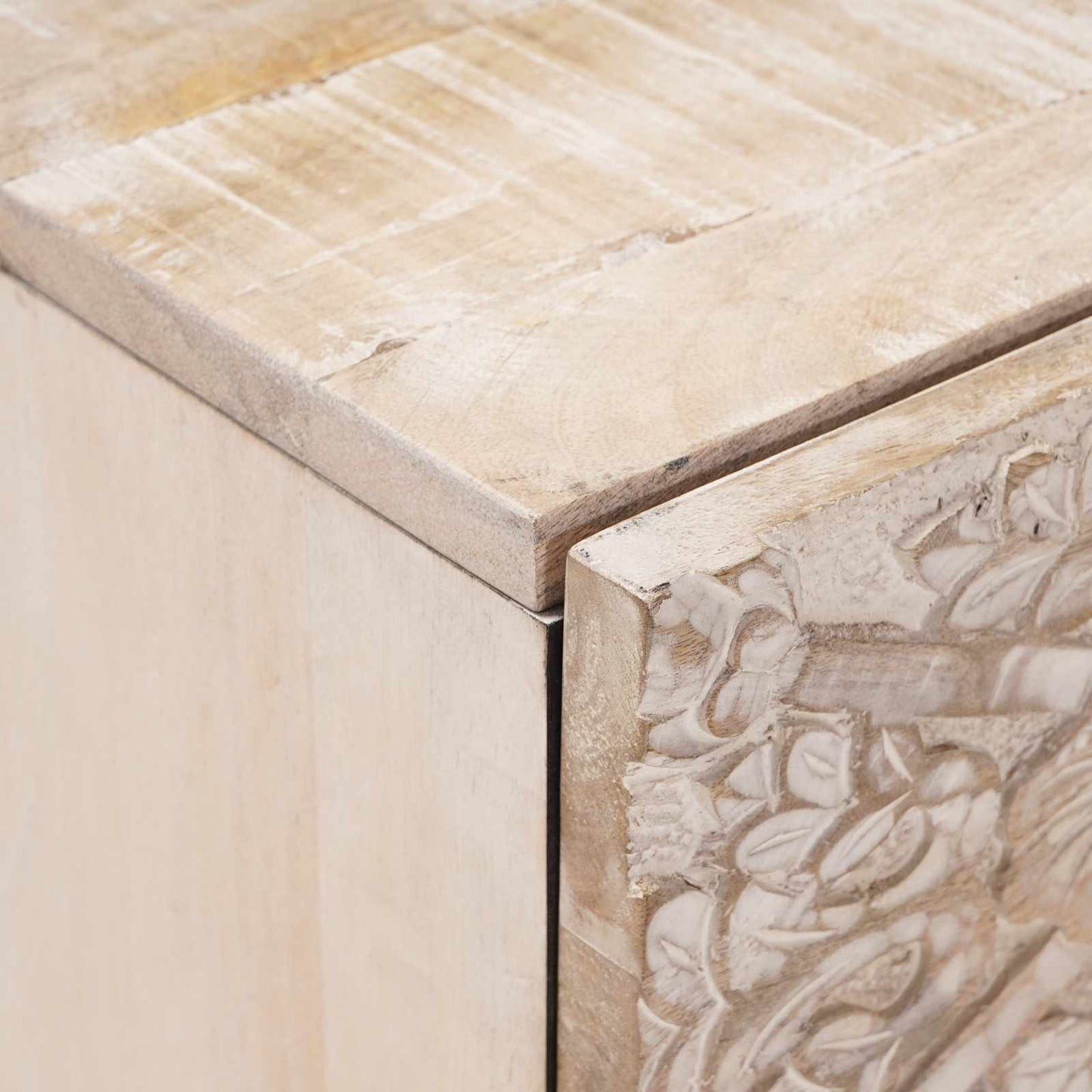 Bedside Cabinet White 40 x 33.5 x 46 cm Solid Mango Wood