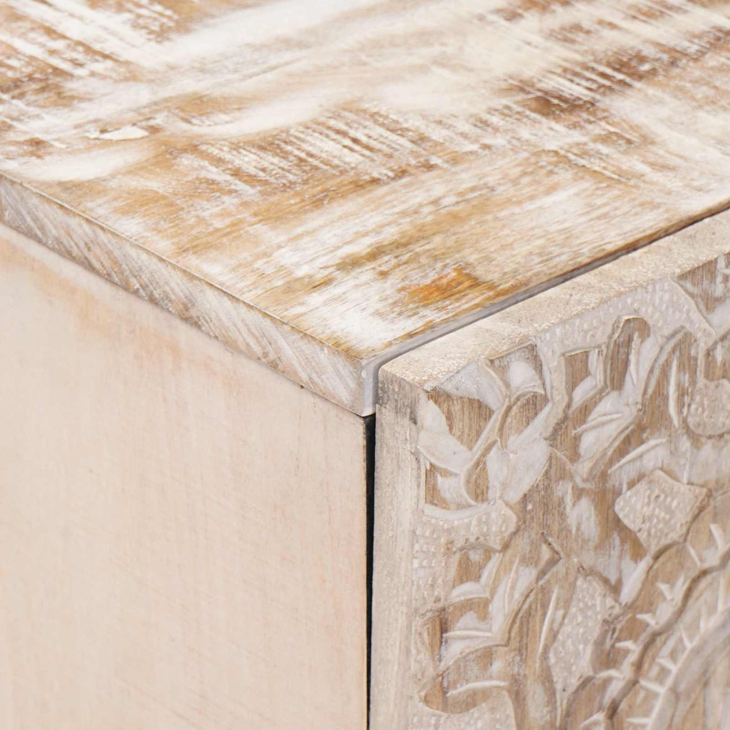 TV Cabinet White 105 x 33.5 x 46 cm Solid Mango Wood
