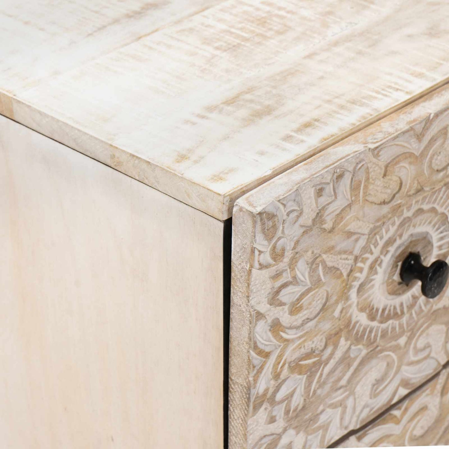 Storage Sideboard White 60 x 33.5 x 75 cm Solid Mango Wood