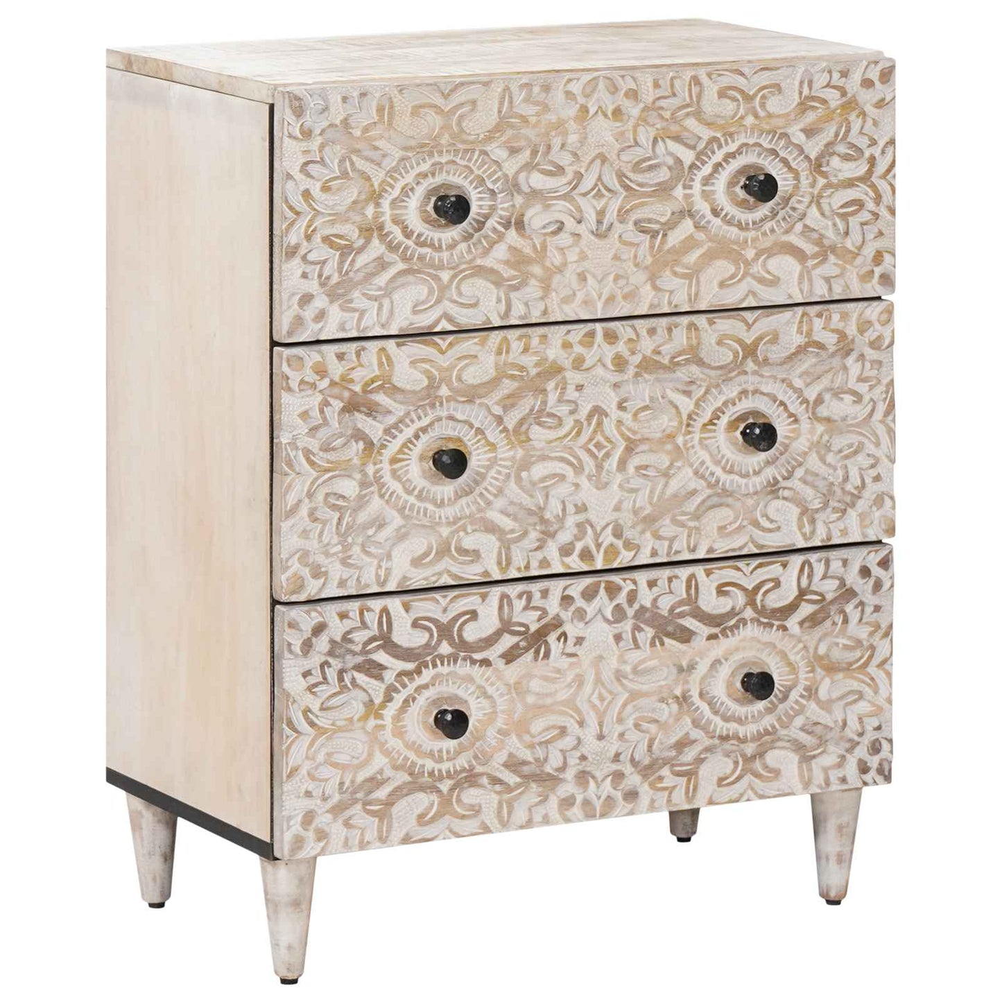 Storage Sideboard White 60 x 33.5 x 75 cm Solid Mango Wood