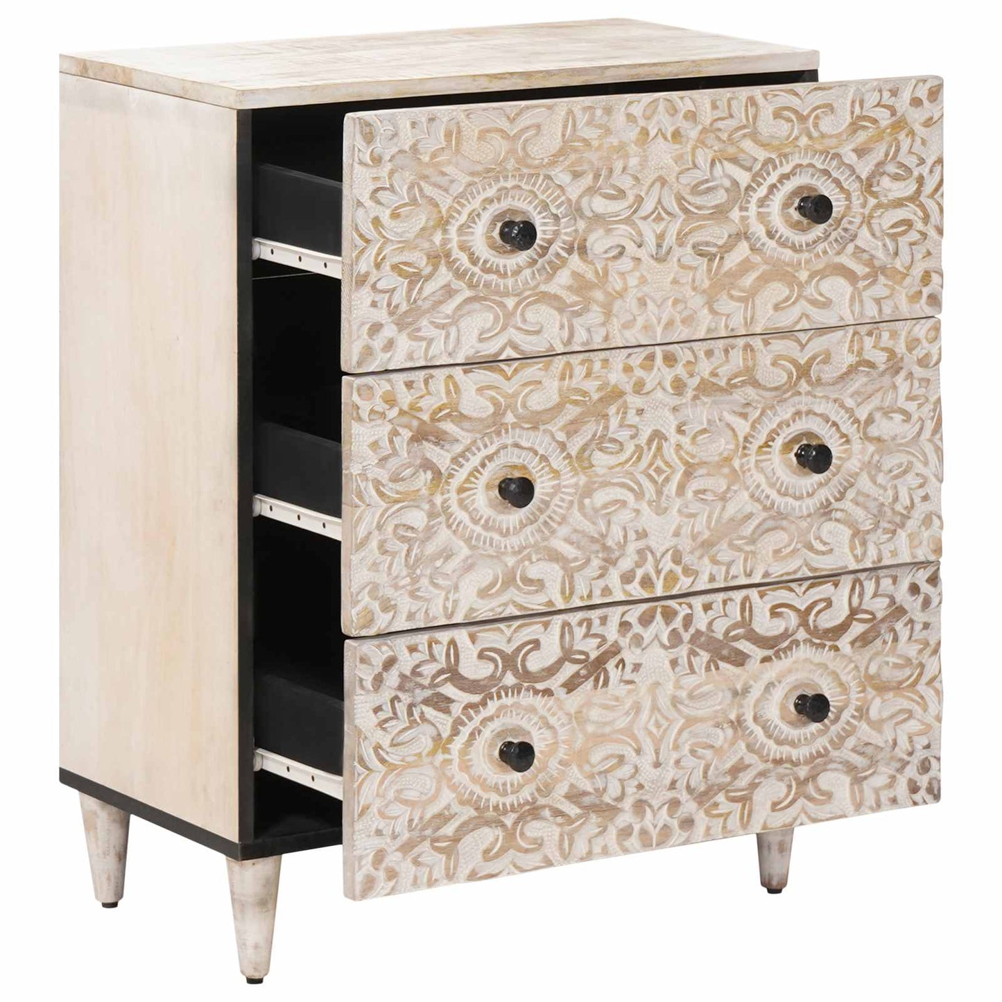 Storage Sideboard White 60 x 33.5 x 75 cm Solid Mango Wood