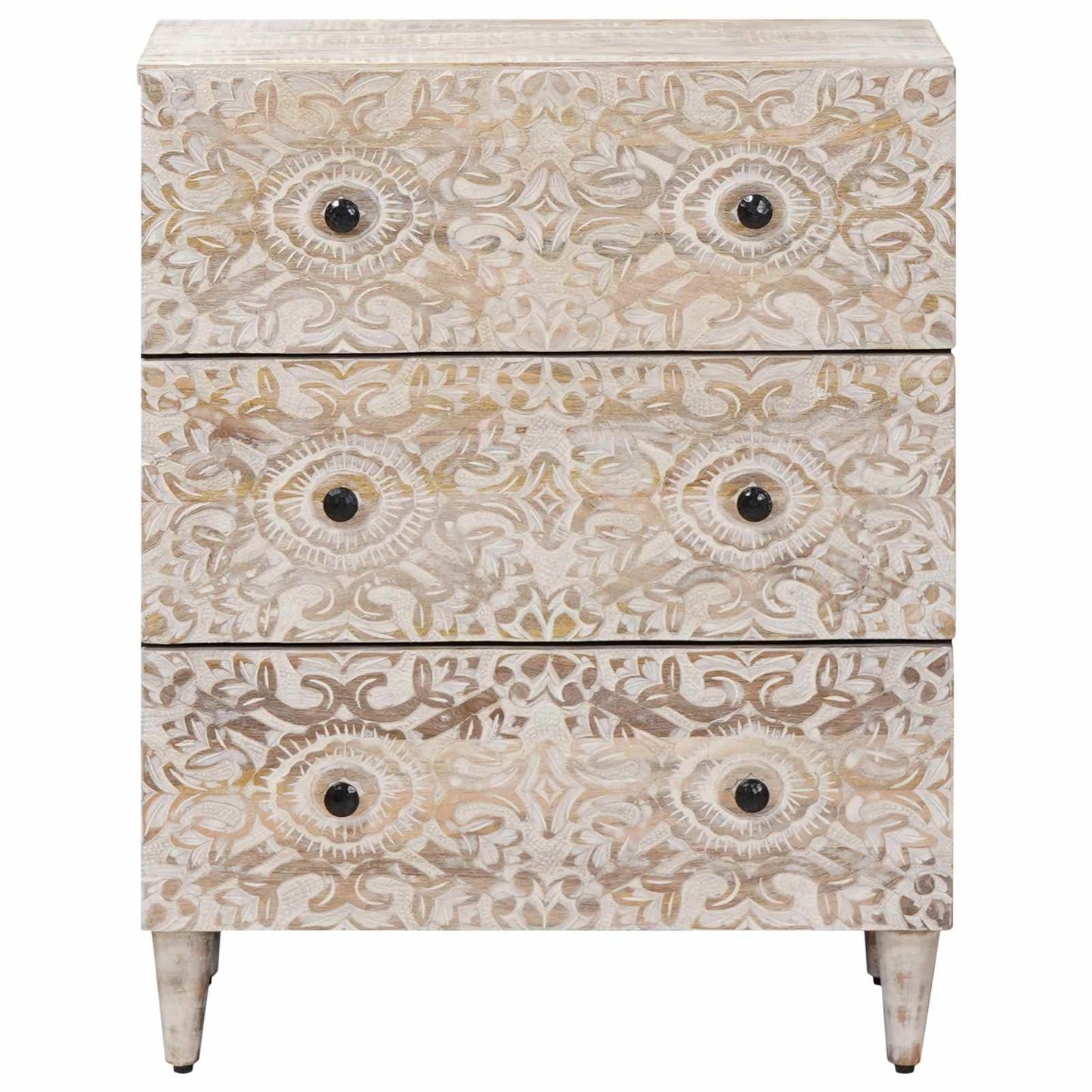 Storage Sideboard White 60 x 33.5 x 75 cm Solid Mango Wood