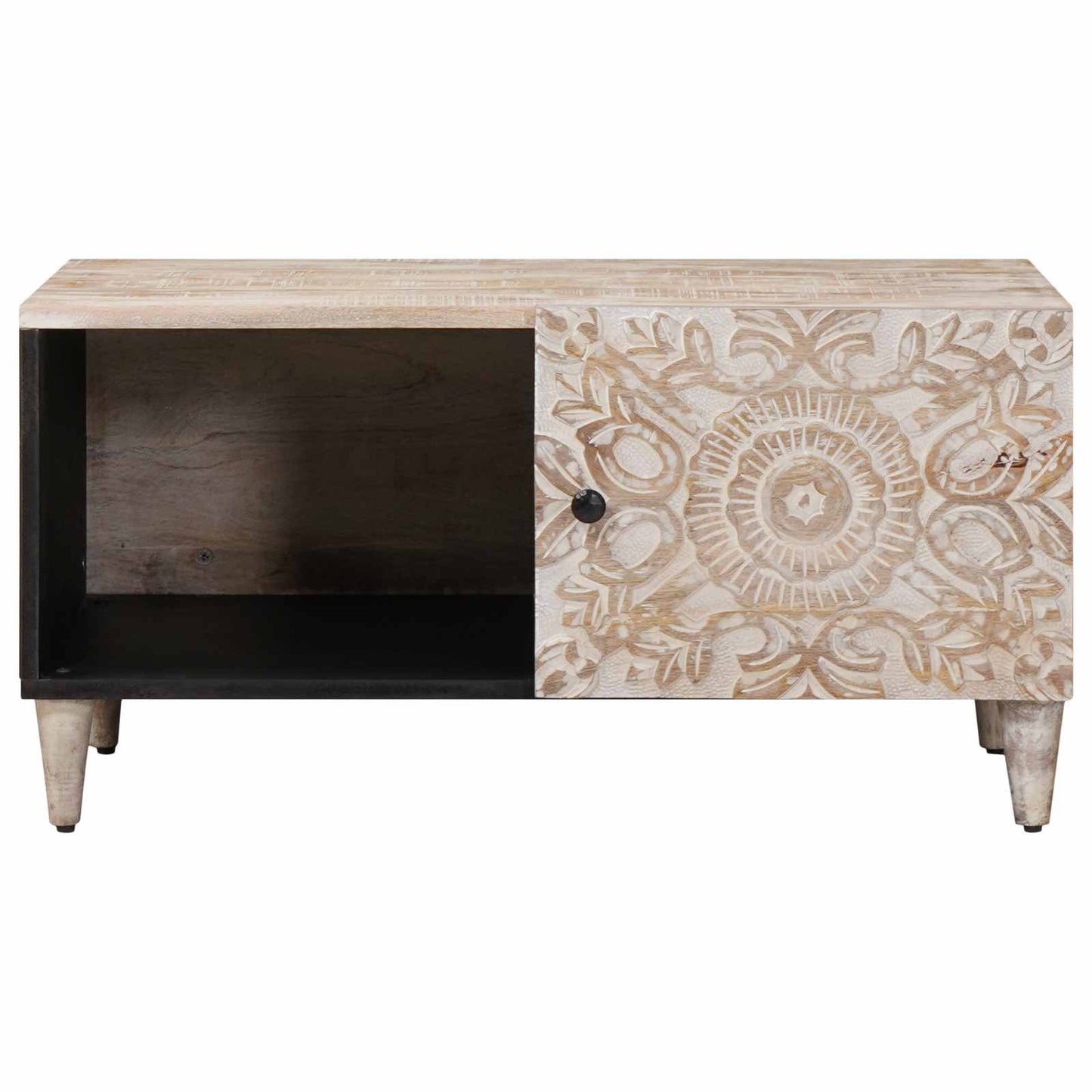 Coffee Table White 80 x 50 x 40 cm Solid Mango Wood