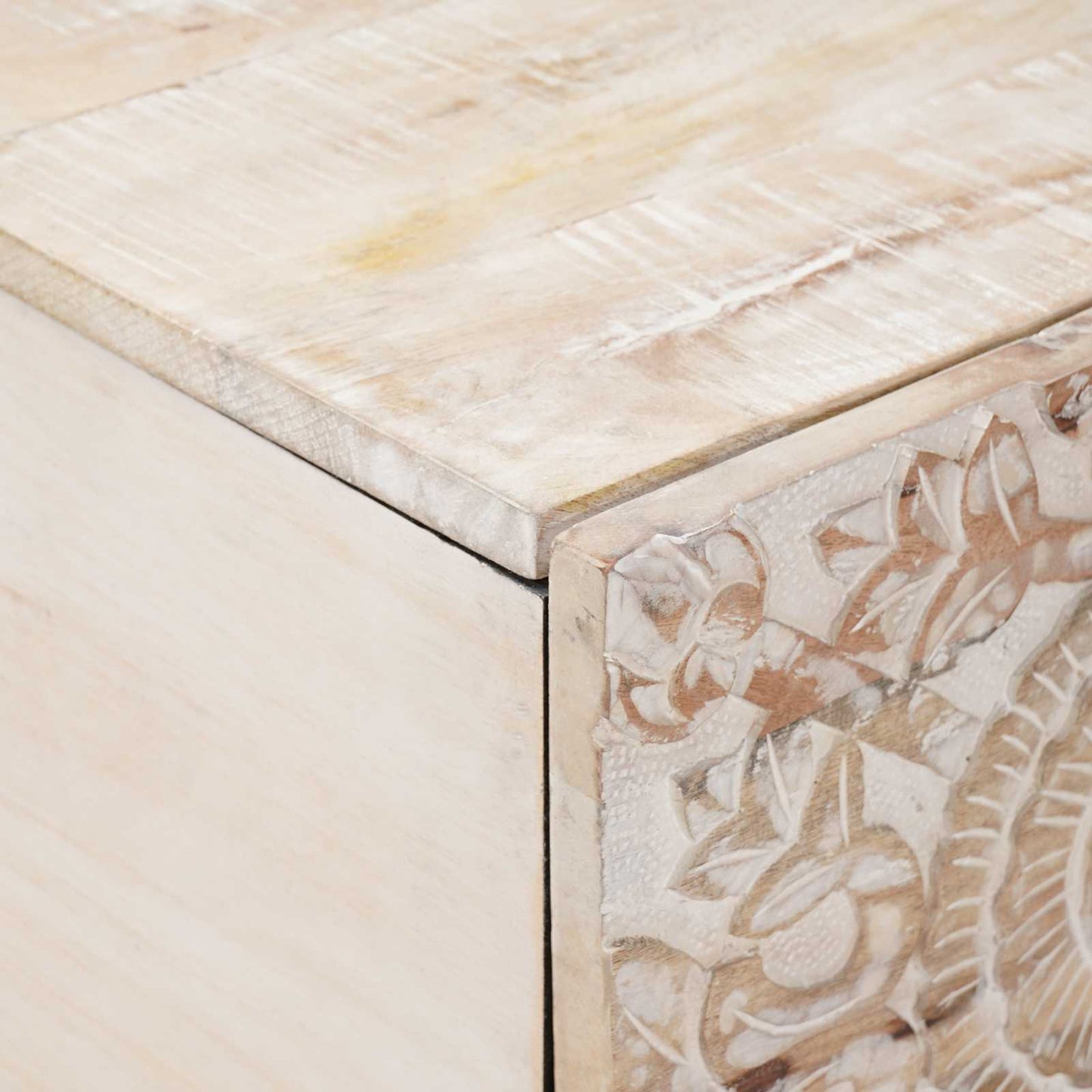 Coffee Table White 80 x 50 x 40 cm Solid Mango Wood