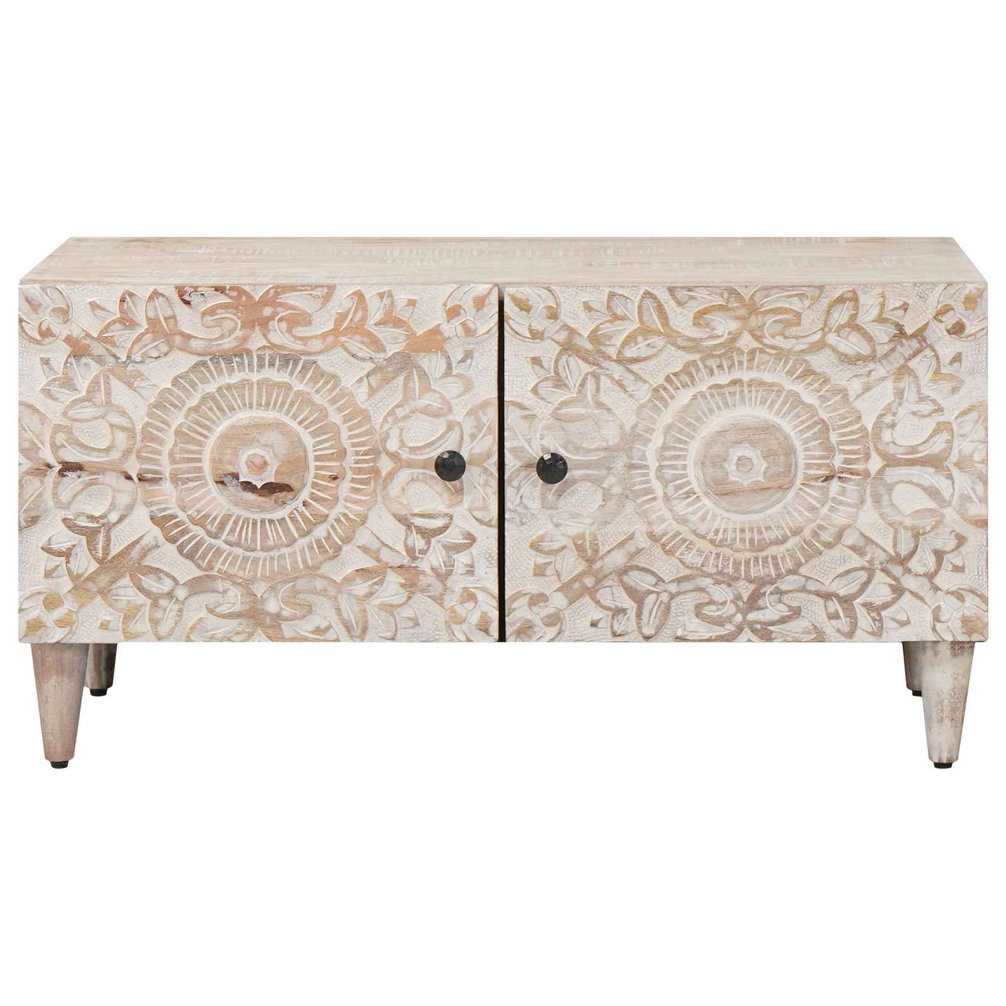Coffee Table White 80 x 50 x 40 cm Solid Mango Wood