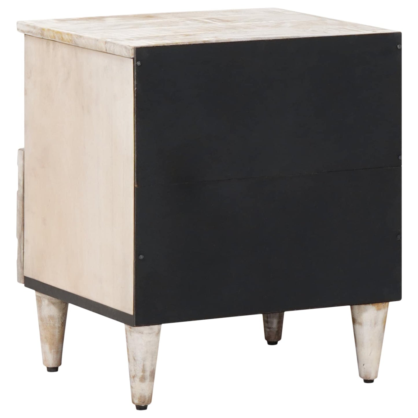 Bed cabinet with Drawer White 40 x 33 x 46 cm Solid Mango Wood